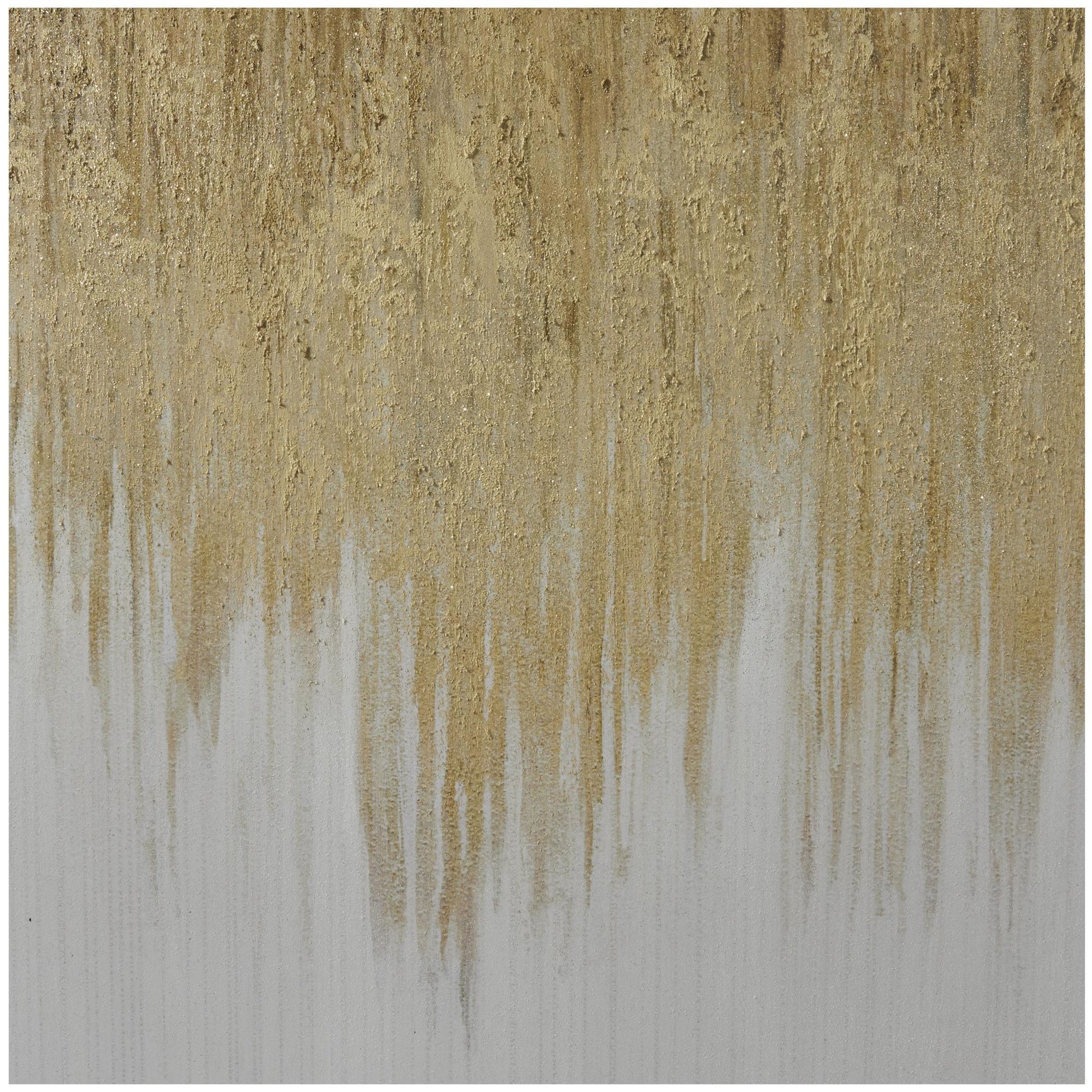 Set of 3 Geode Gold Canvas Ombre Living Room Framed Wall Art with Gold Frame