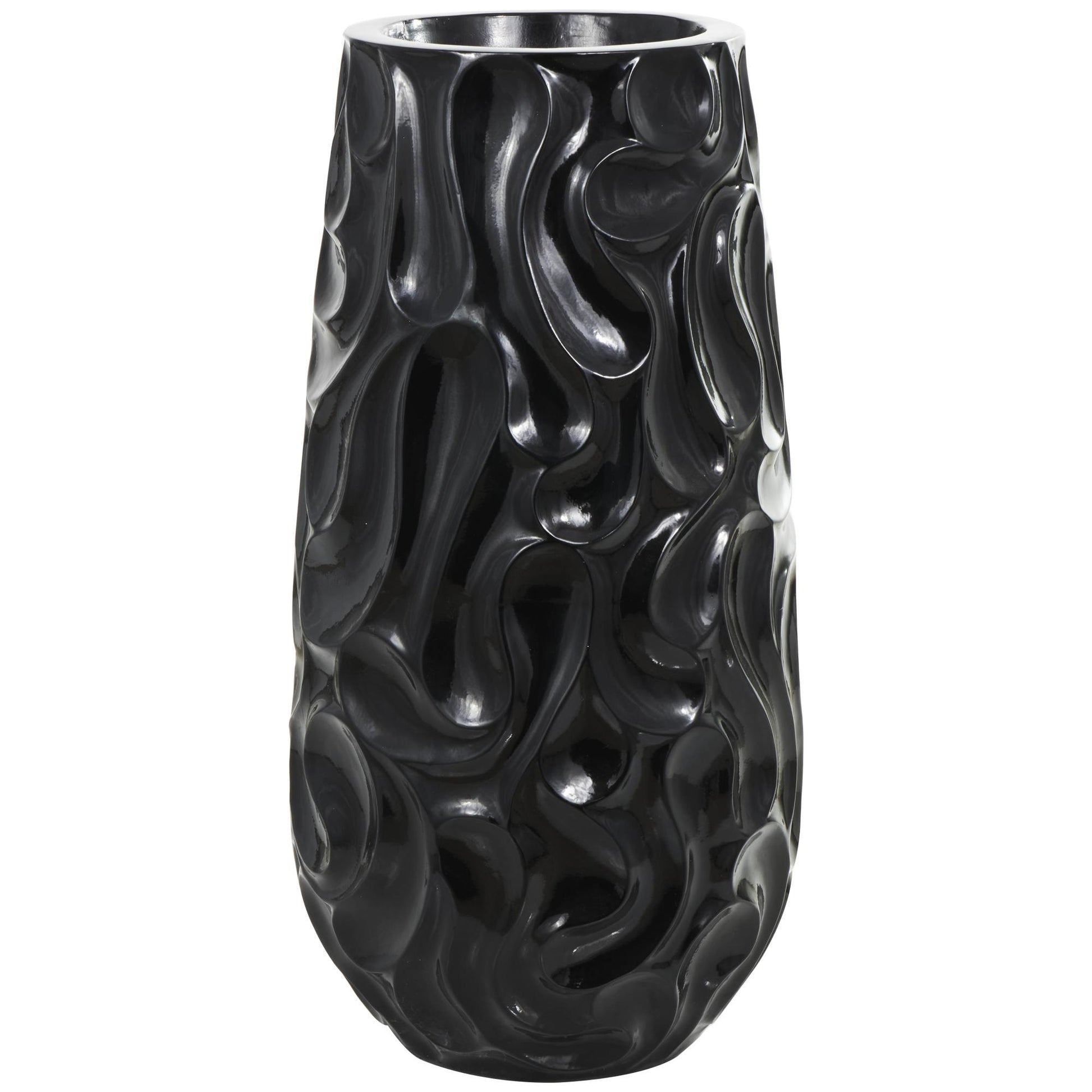 Resin Large Wavy Textured Floor Decorative Vase