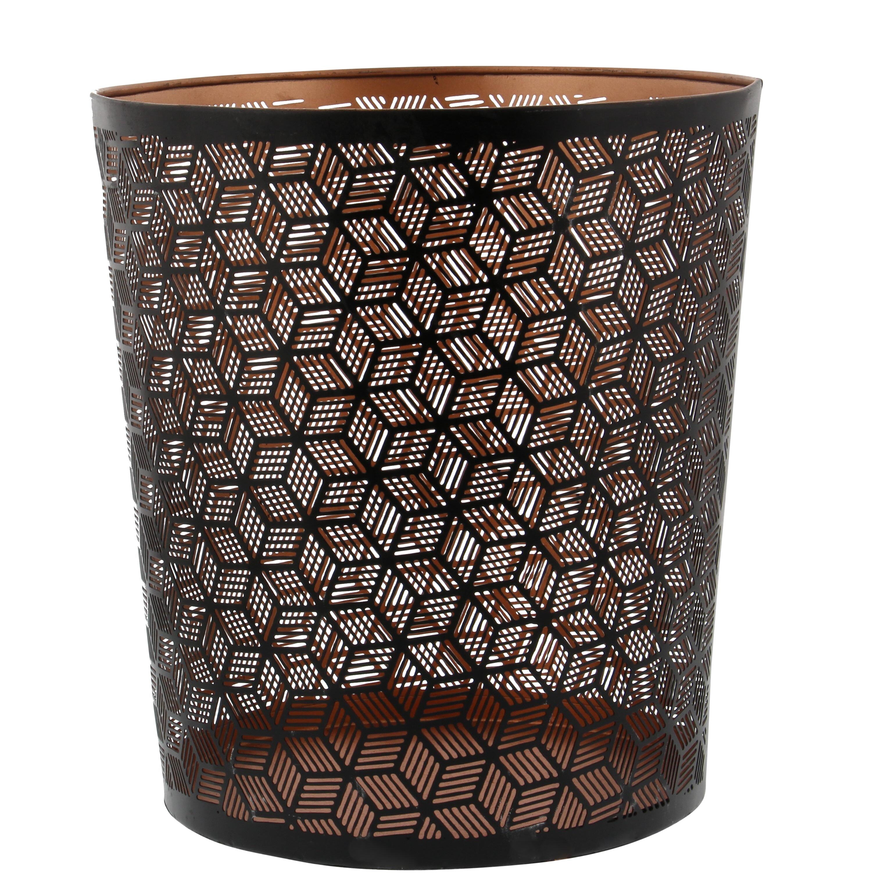 Geometric Metal Office Bathroom Small Waste Bin with Laser Carved Design