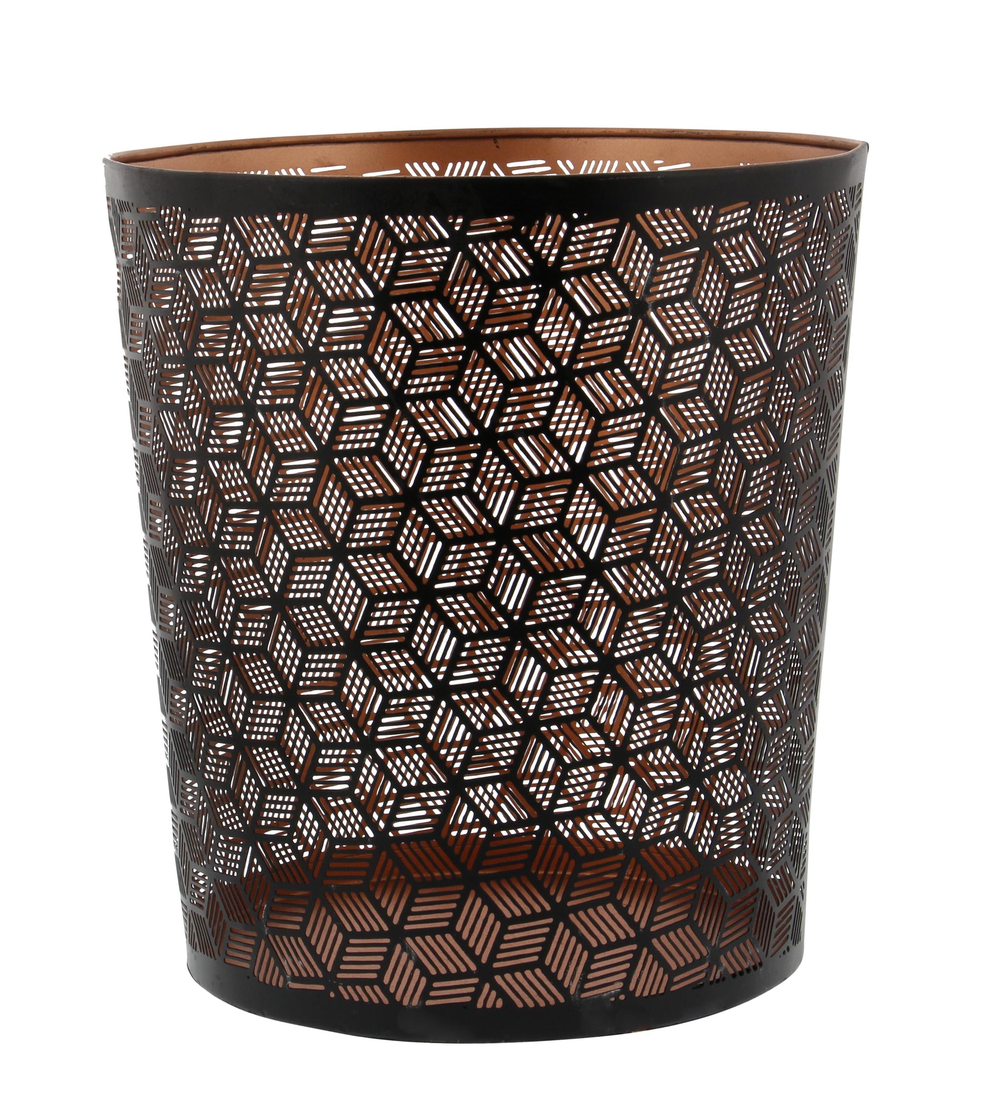 Geometric Metal Office Bathroom Small Waste Bin with Laser Carved Design