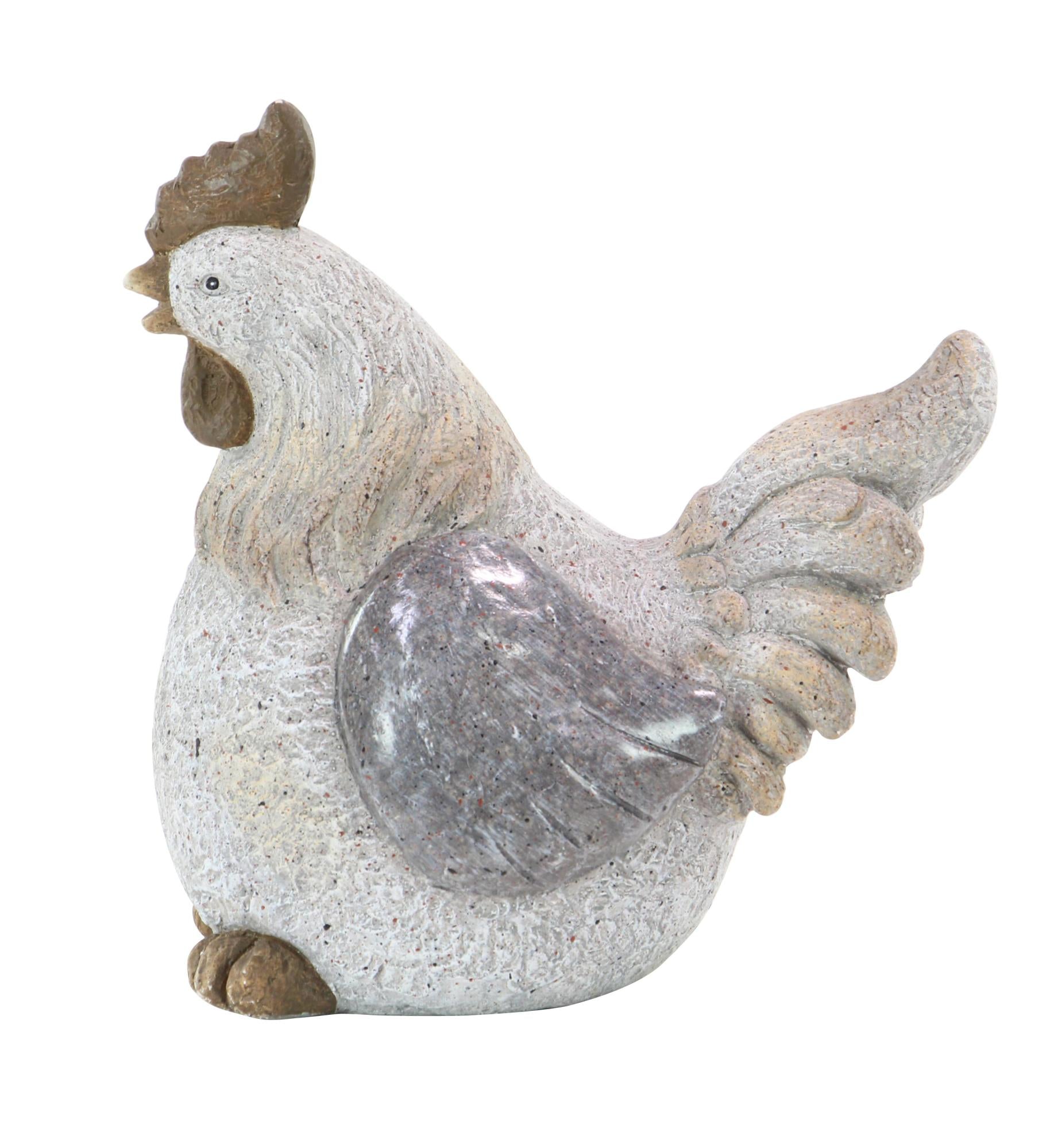 Chicken Gray Polystone Indoor Outdoor Decorative Garden Sculpture