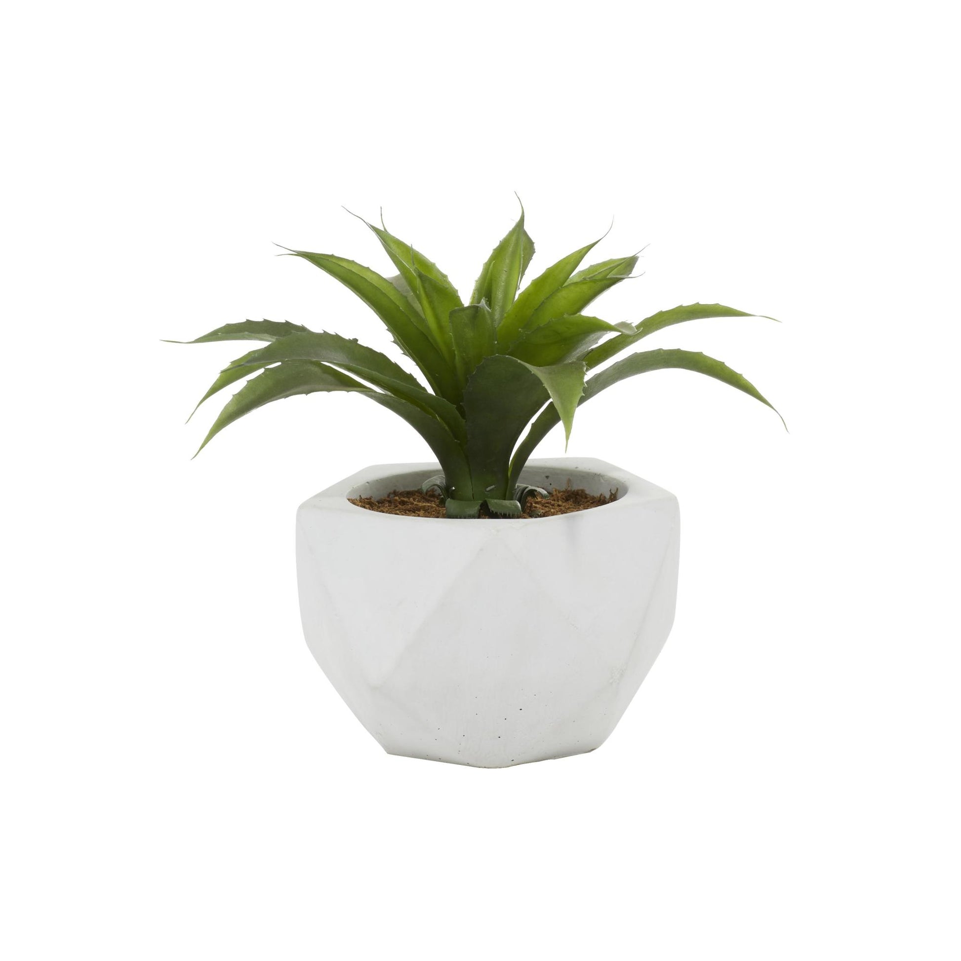 Agave Green Faux Foliage Indoor Outdoor Artificial Plant with Realistic Leaves and White Ceramic Pot