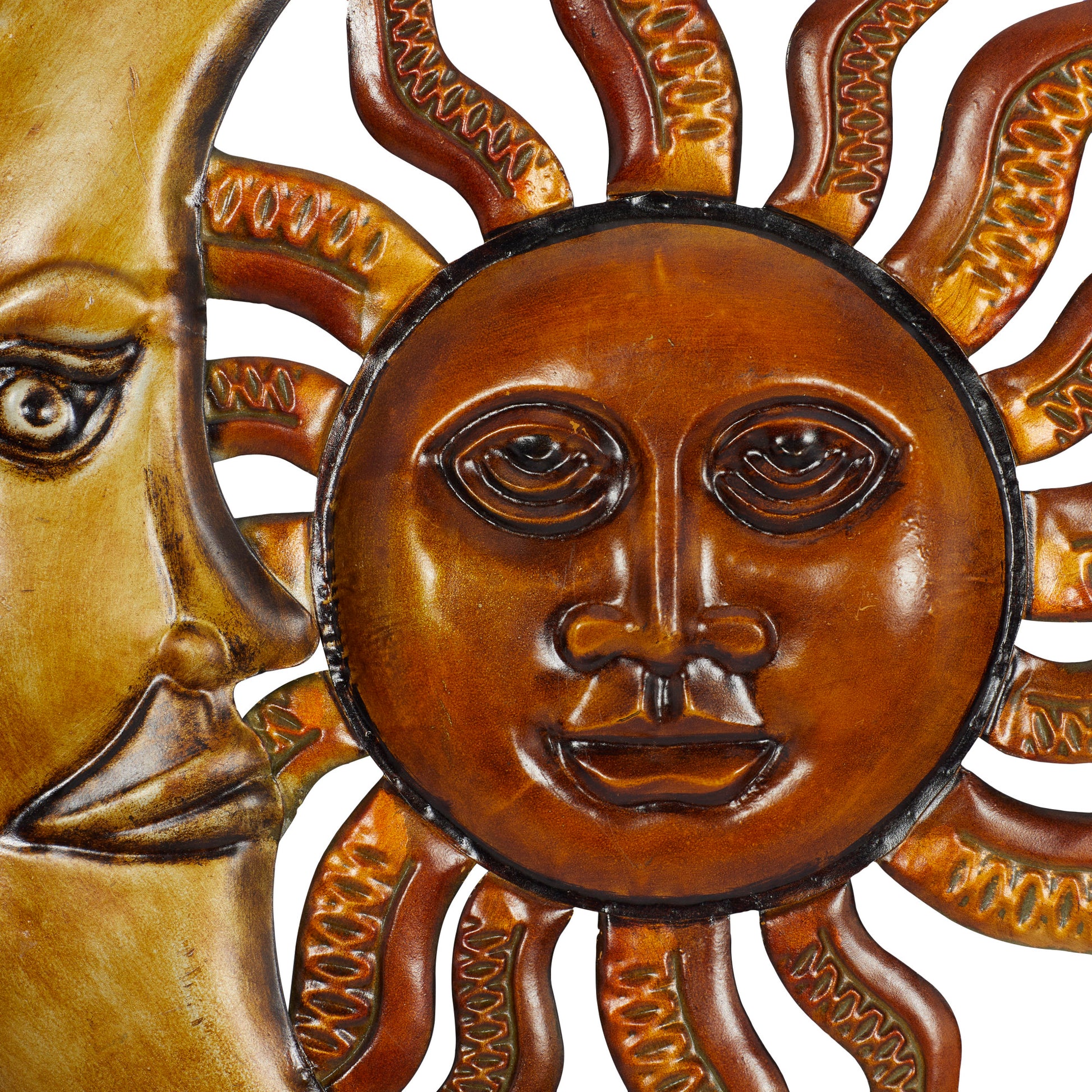 Sun and Moon Red Metal Indoor Outdoor Home Wall Decor