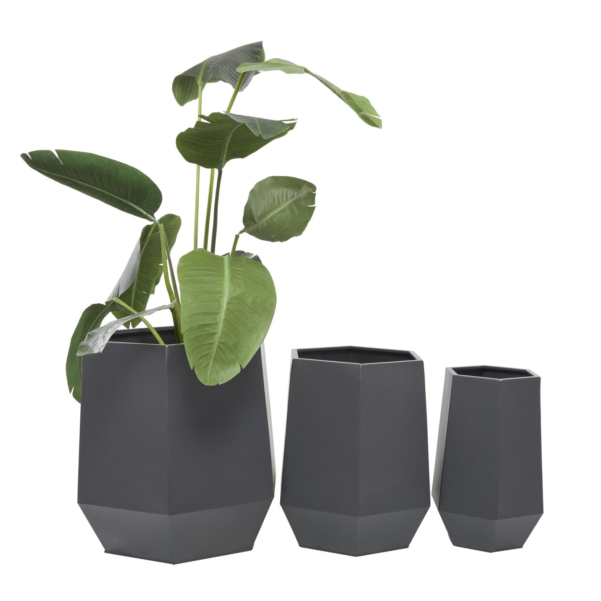 CosmoLiving by Cosmopolitan Set of 3 Metal Indoor Outdoor Planter