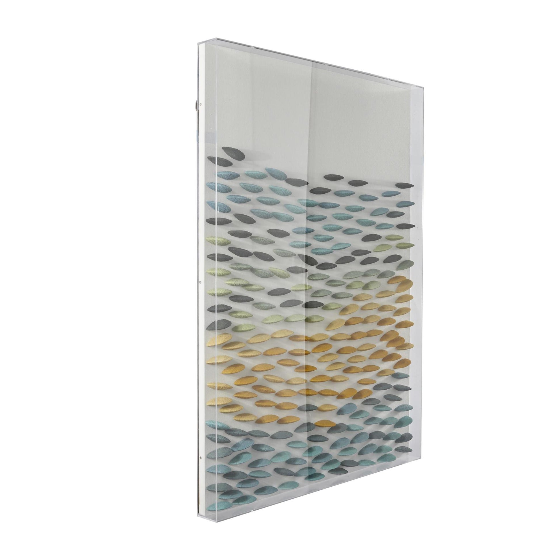 Geometric Blue Acrylic Plastic 3D Waves Home Shadow Box with Clear Frame