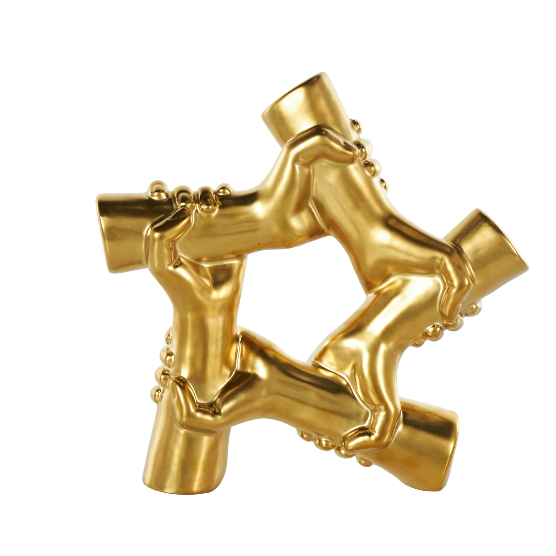 Hands Gold Ceramic Gripping Decorative Sculpture