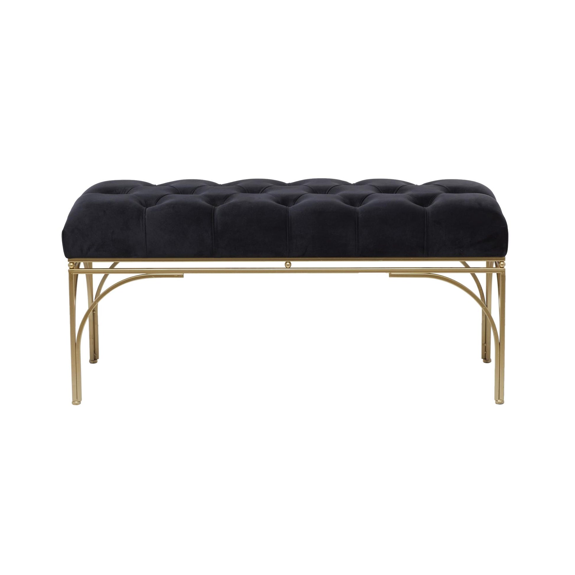 Velvet Home Bench with Gold Legs