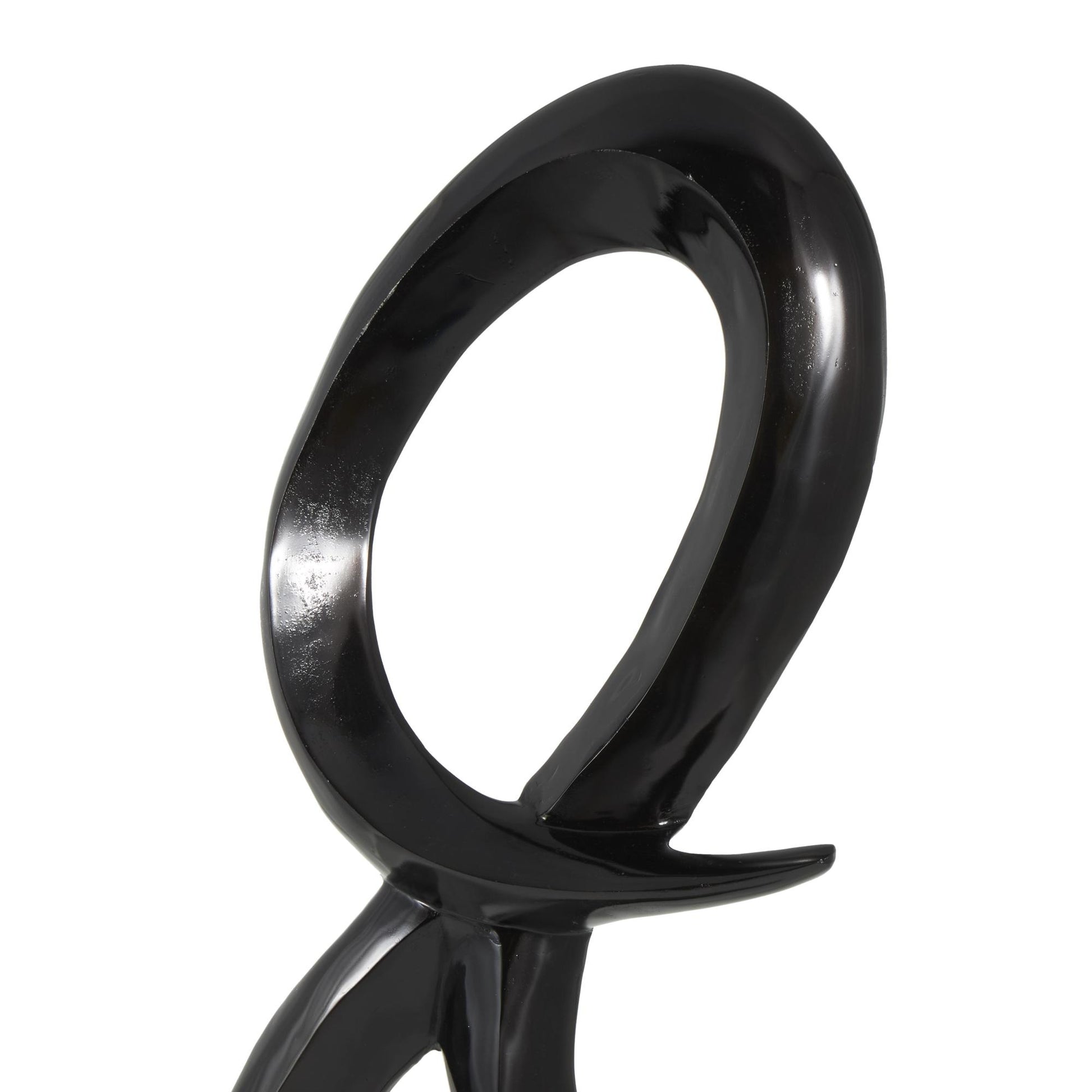 Abstract Aluminum Metal Tall Looped Floor Decorative Sculpture with Black Marble Base