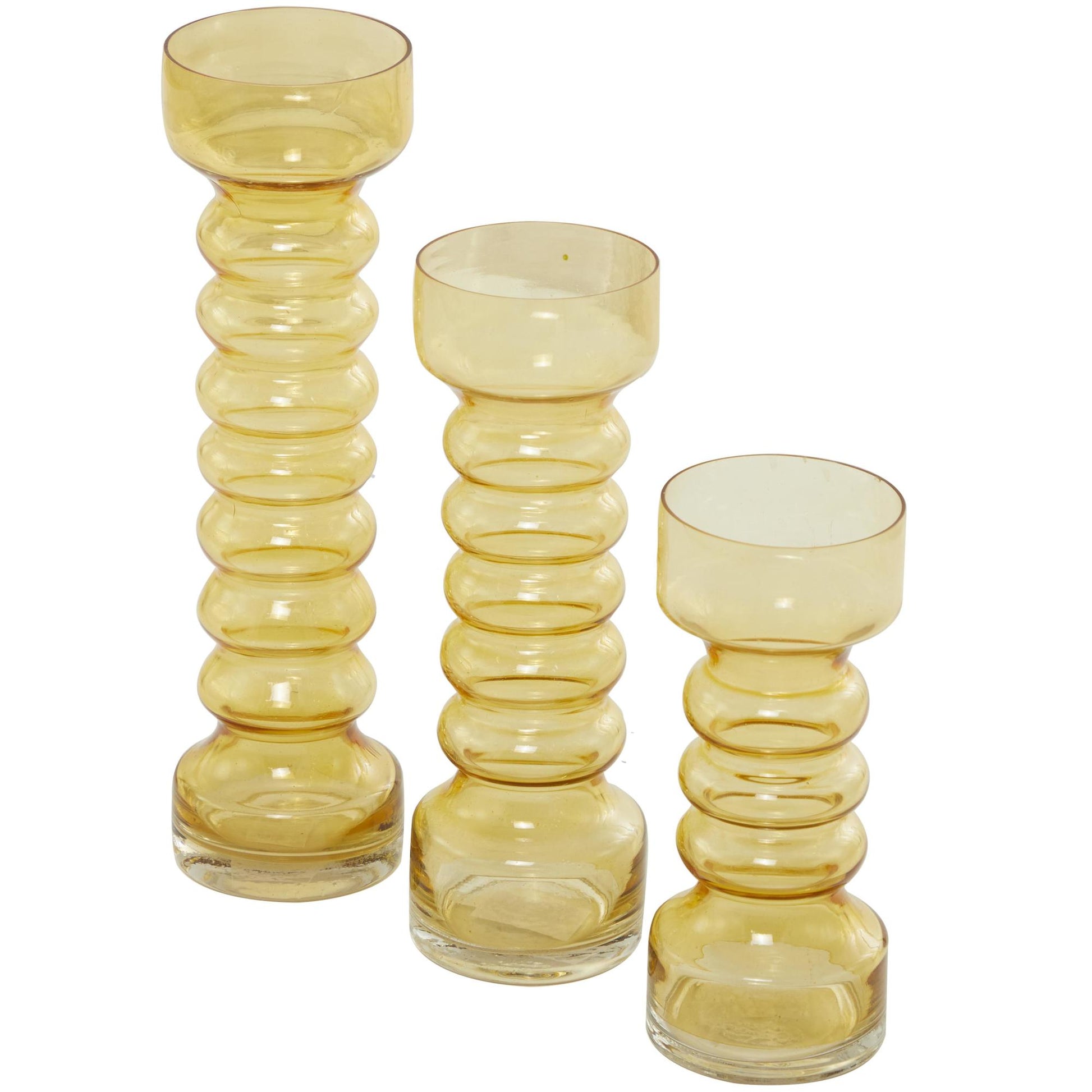 Set of 3 Glass Bubble Pillar Decorative Candle Holder