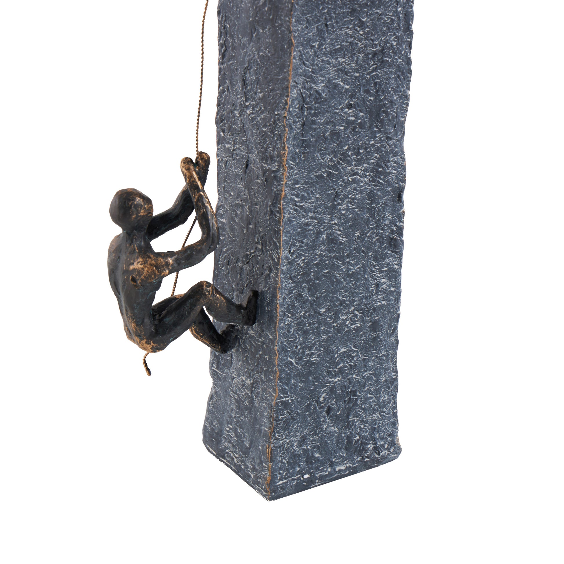 People Gray Polystone Climbing Decorative Sculpture with Bronze Detailing
