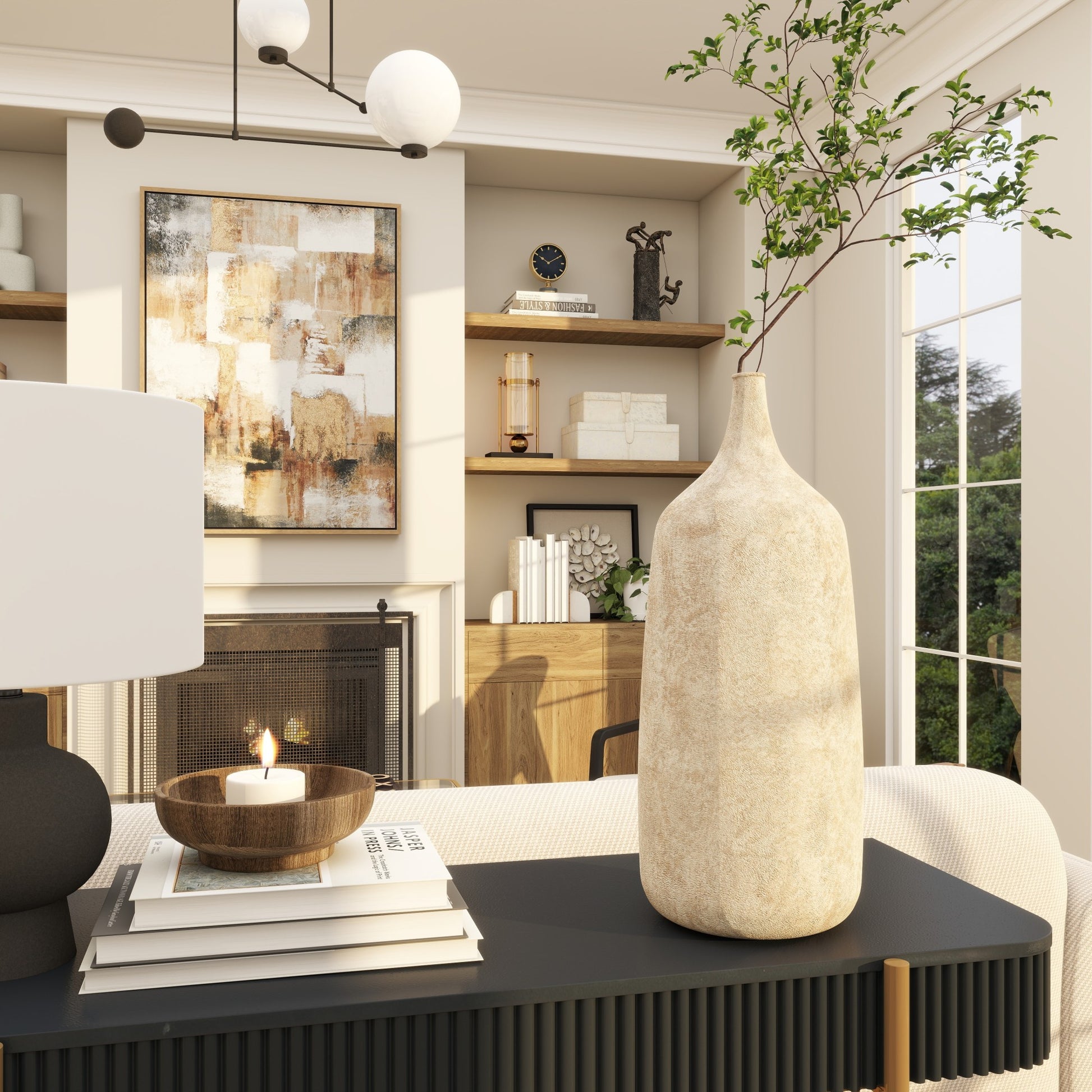 Beige Metal Handmade Antique Style Distressed Decorative Vase