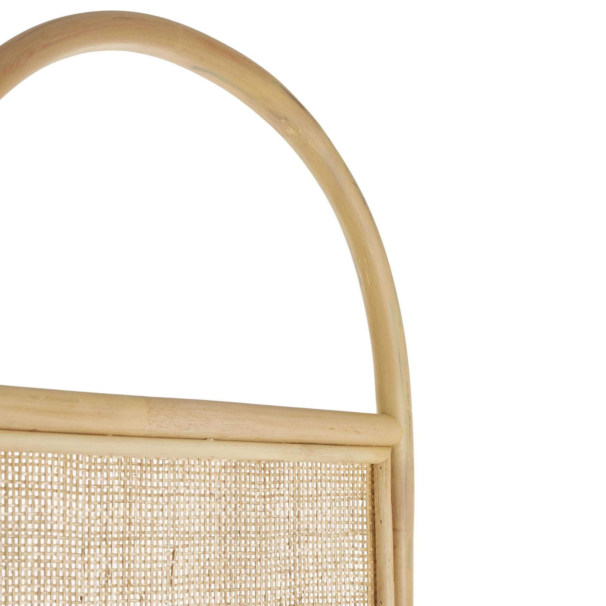 Geometric Light Brown Rattan Woven Arched Oval 3 Panel Partition Room Divider Screen