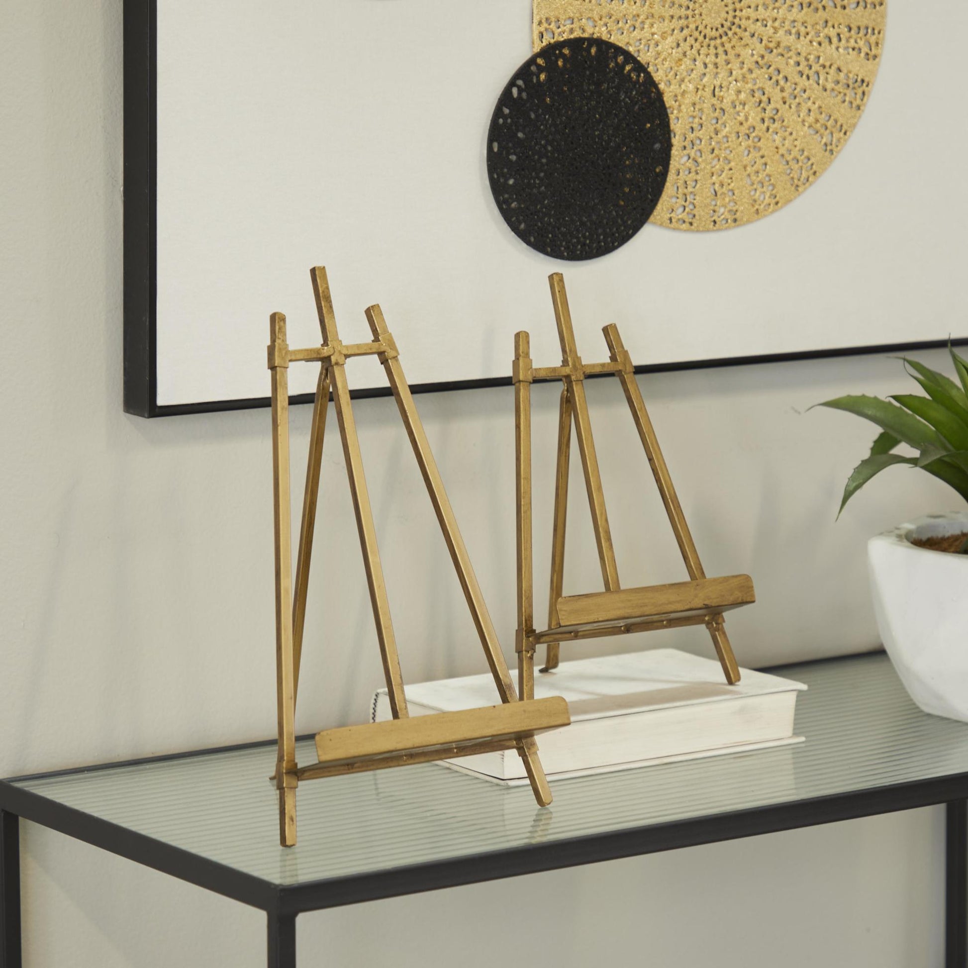 Set of 2 Metal Display Easel with Foldable Stand