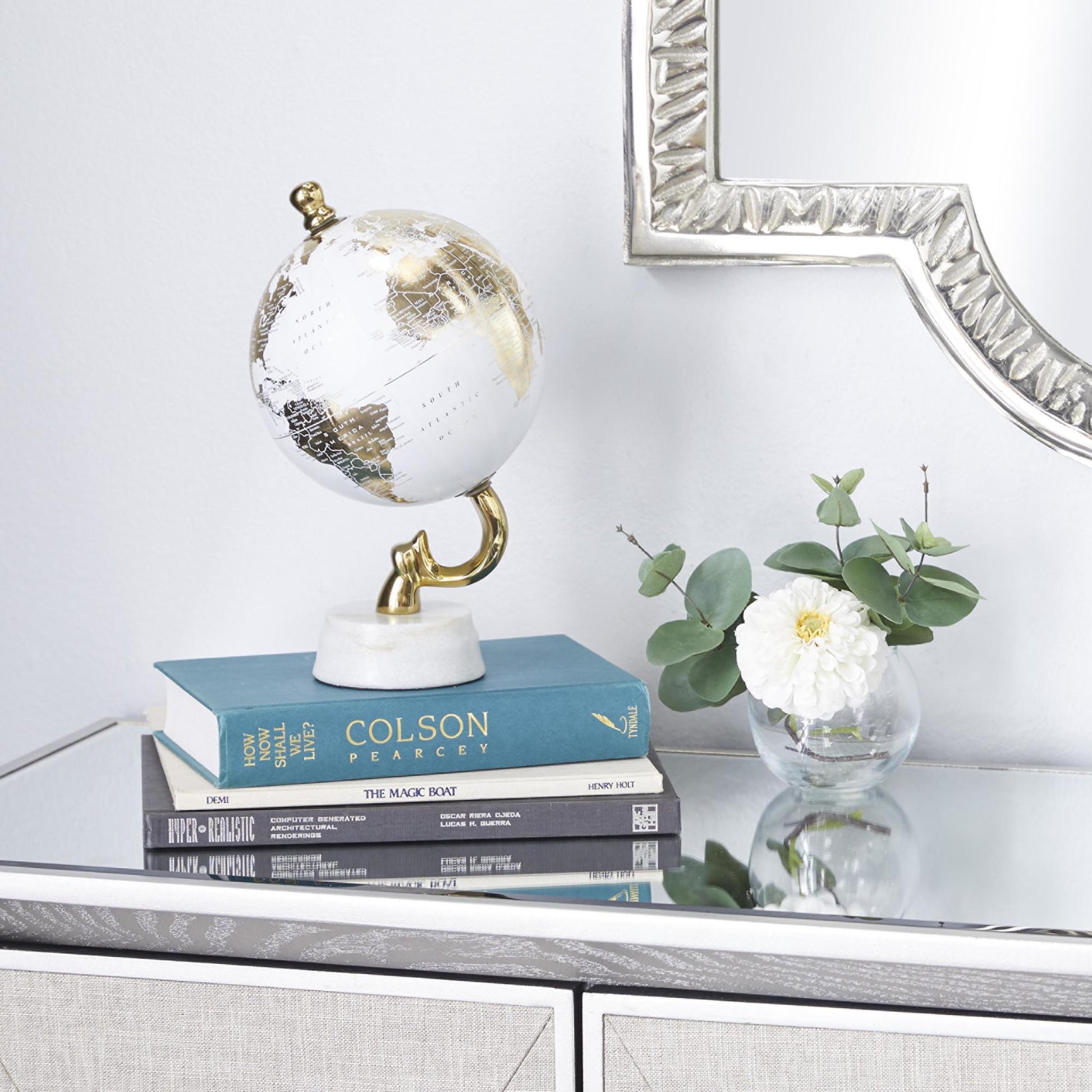 World Map Aluminum Metal Educational/Geographic Earth Globe with Marble Base