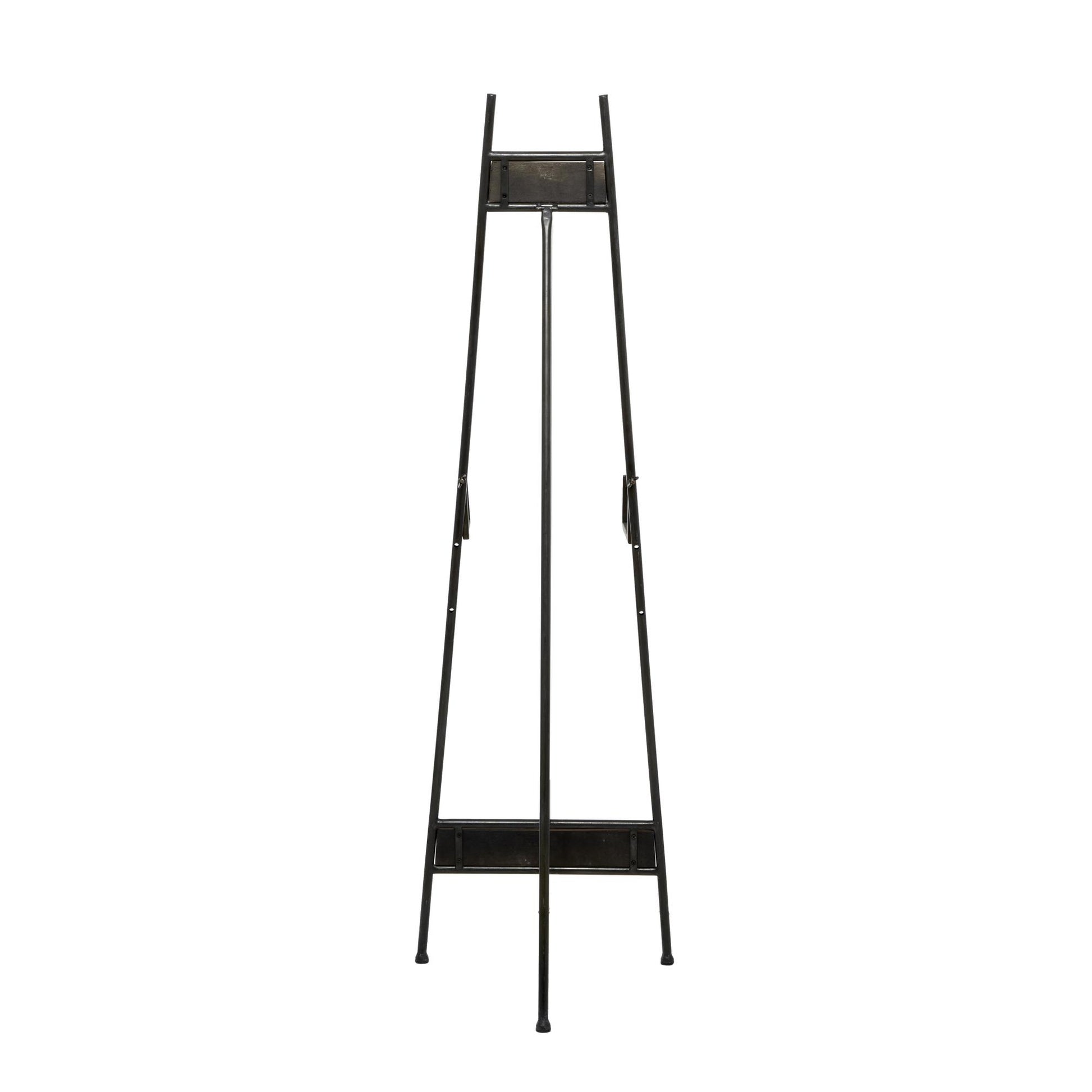 Black Metal Tall Adjustable 3 Tier Display Easel with Chain Support and Wood Accents
