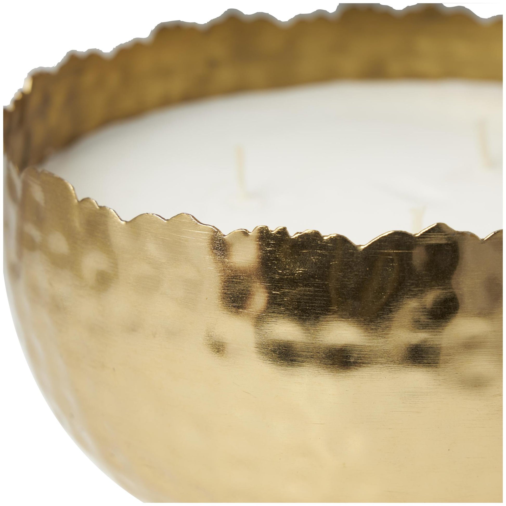 Metal Egyptian Mint Scented Hammered 30 oz 3 Wick Decorative Candle with White Wax 7" x 7" x 4"
