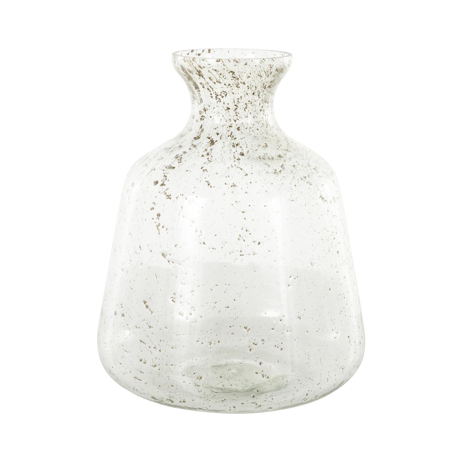 Clear Glass Speckled Decorative Vase with Brown Accents