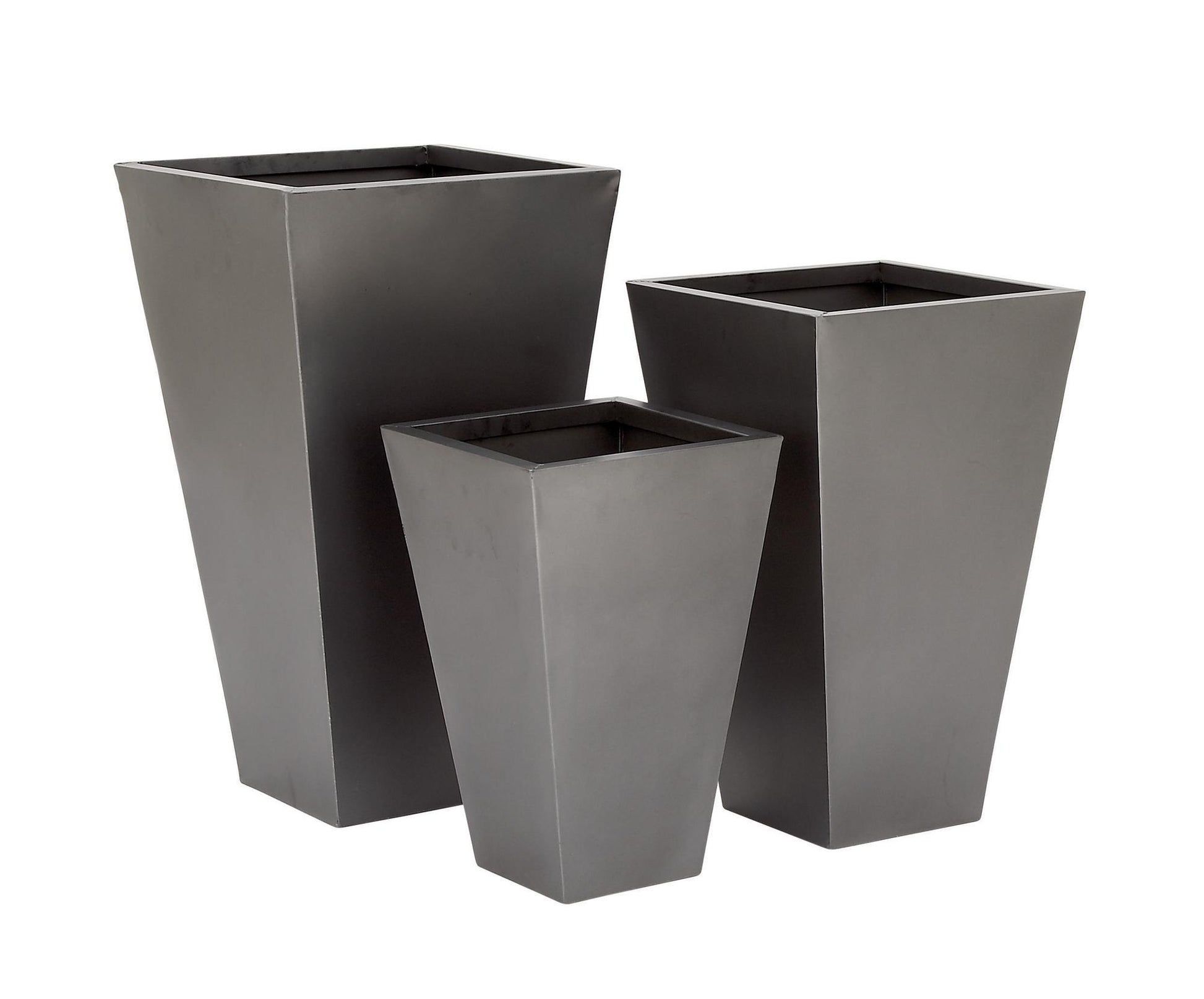 Set of 3 Geometric Metal Light Weight Indoor Outdoor Planter with Tapered Base