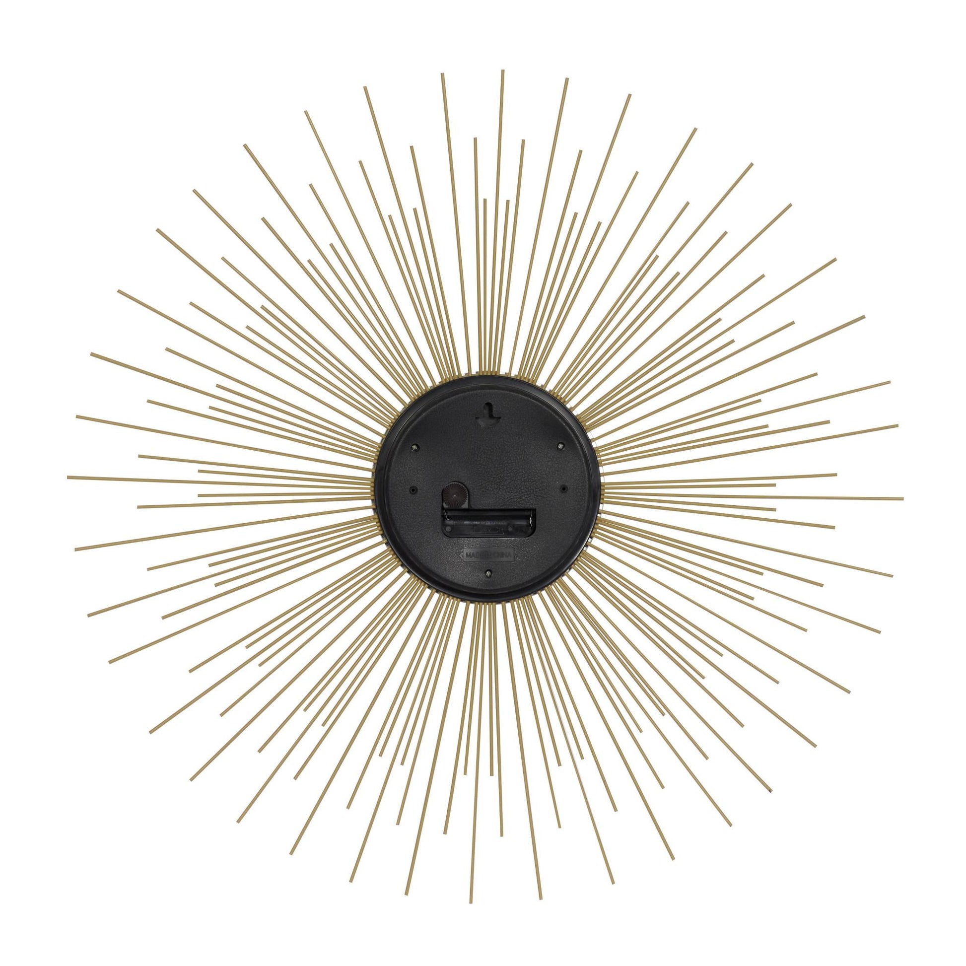 Starburst Gold Metal Decorative Wall Clock with Black Accents