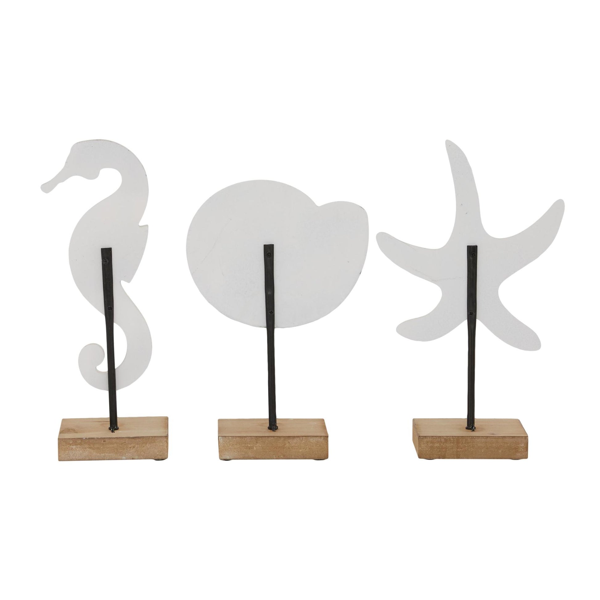 Set of 3 Sea Life White Plastic Decorative Sculpture