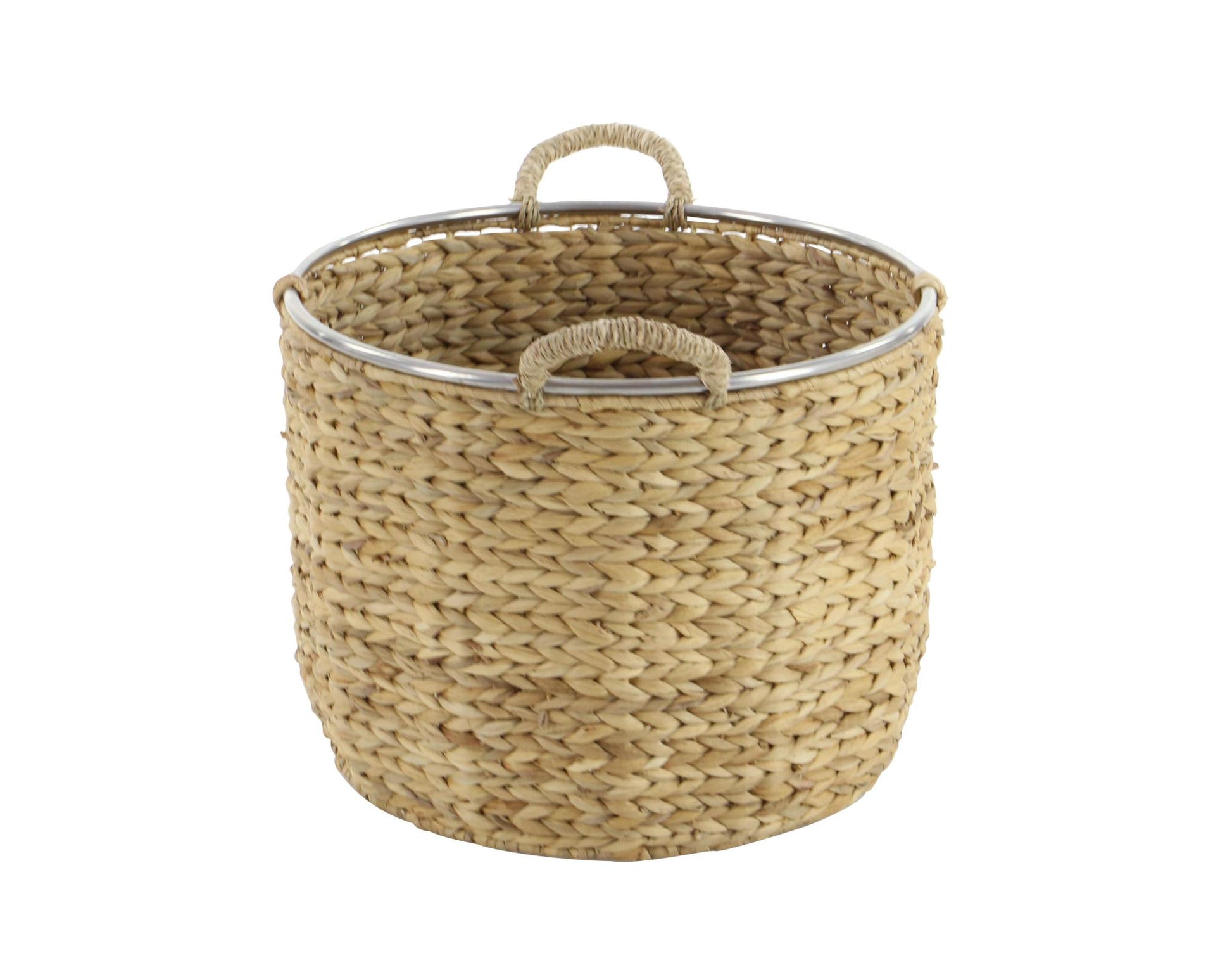 Set of 2 Light Brown Seagrass Handmade Decorative and Functional Storage Basket with Handles