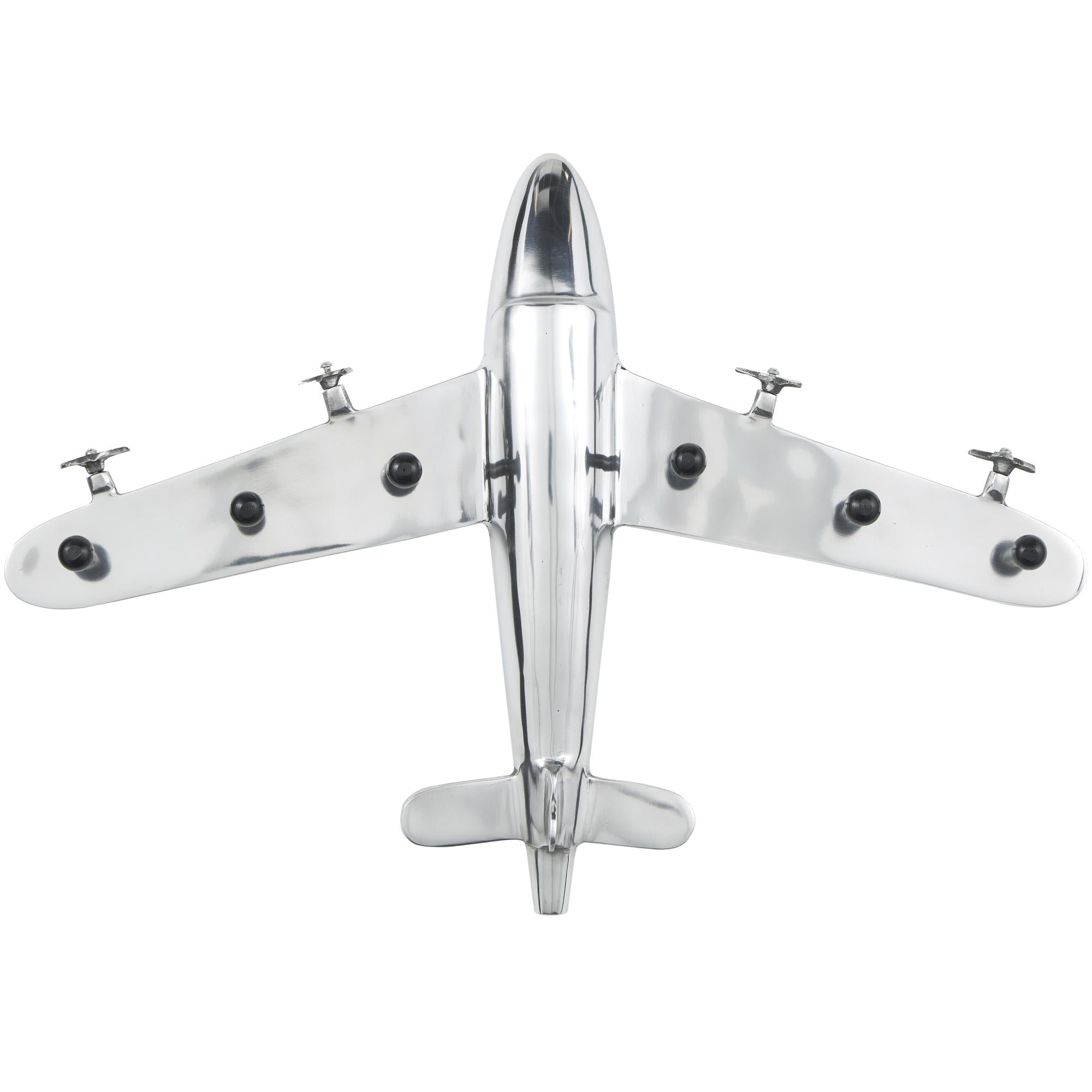 Airplane Silver Aluminum Metal 6 Hangers Home Wall Hook