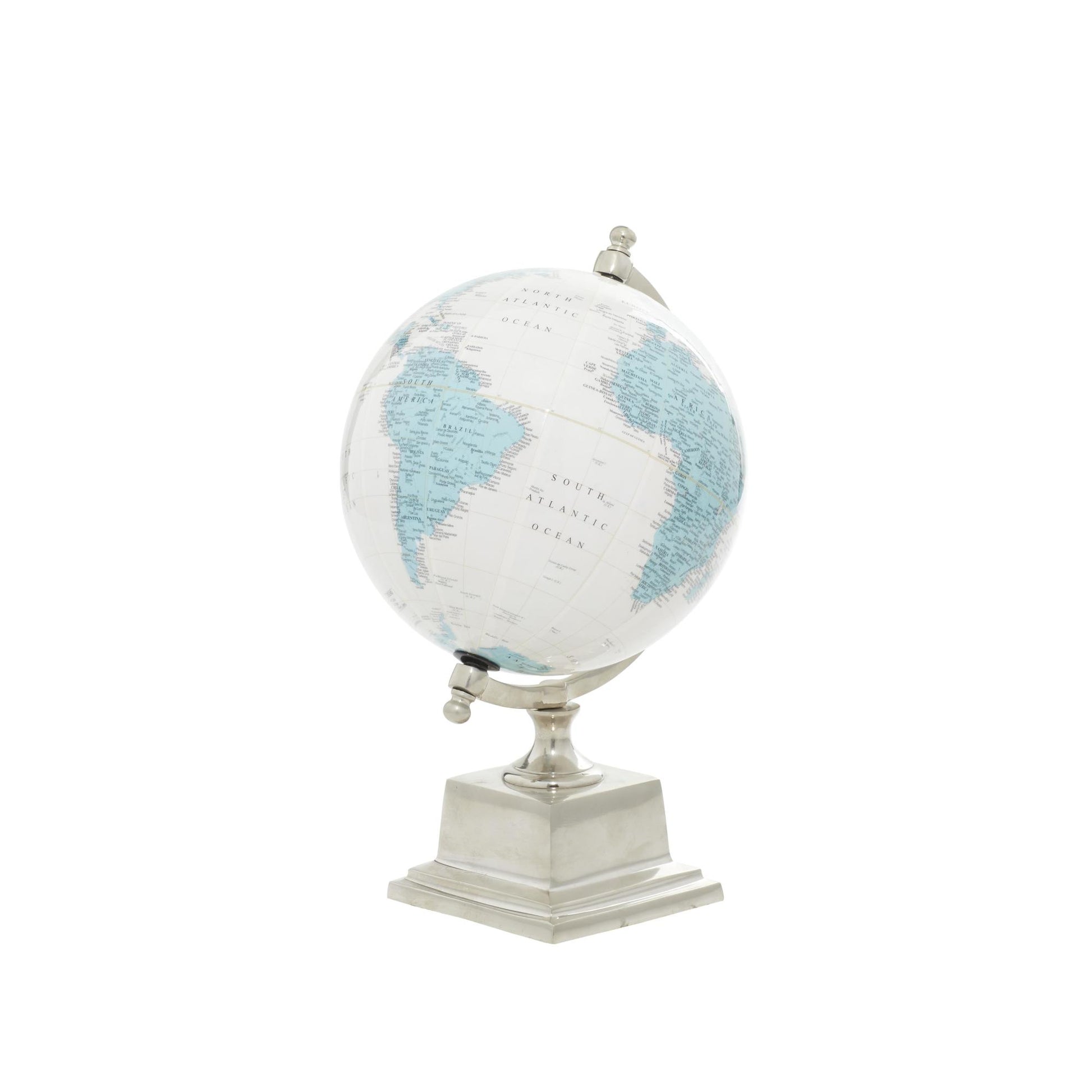 World Map Blue Aluminum Metal Educational/Geographic Earth Globe