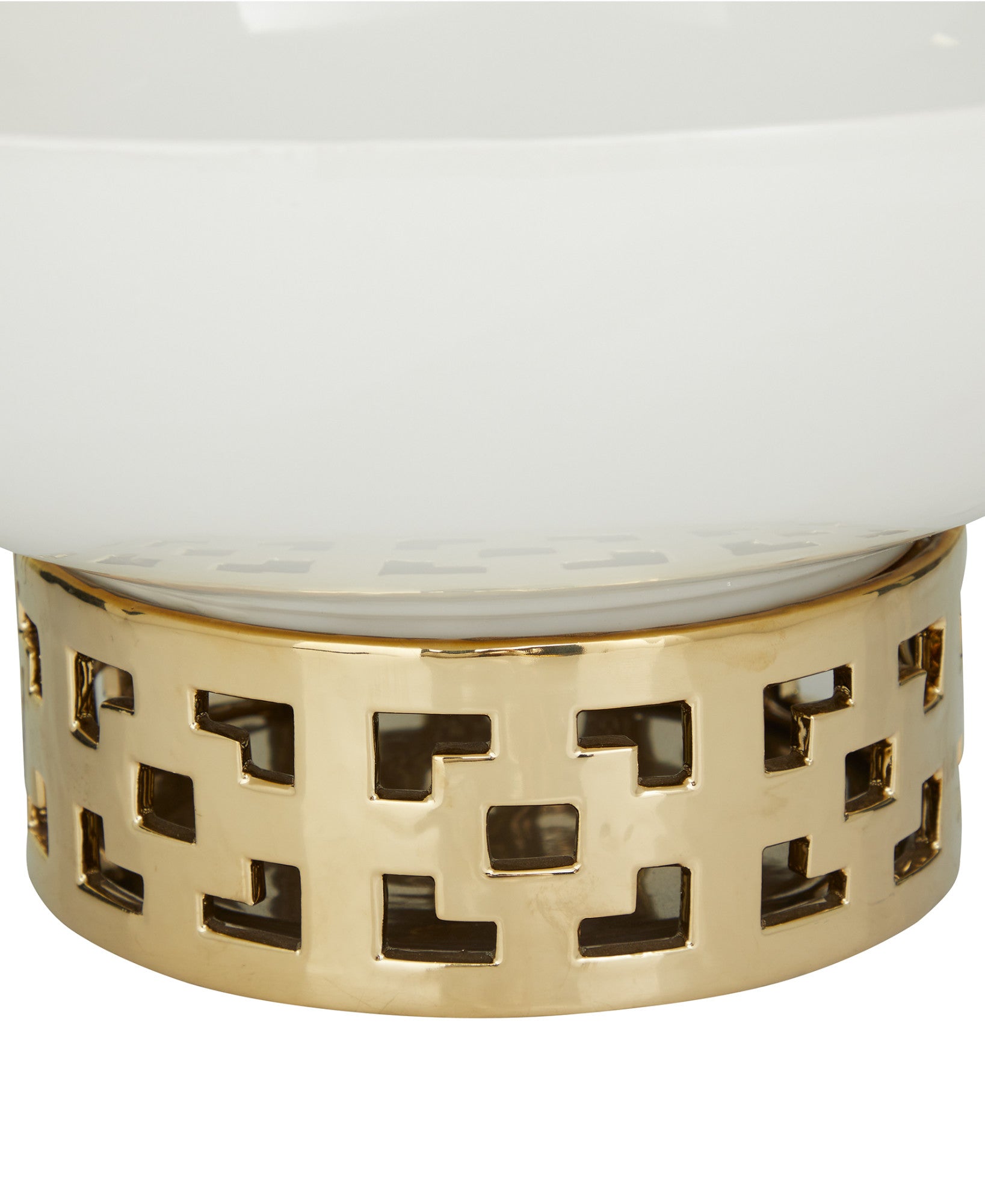 CosmoLiving by Cosmopolitan Geometric White Ceramic Large Decorative Bowl