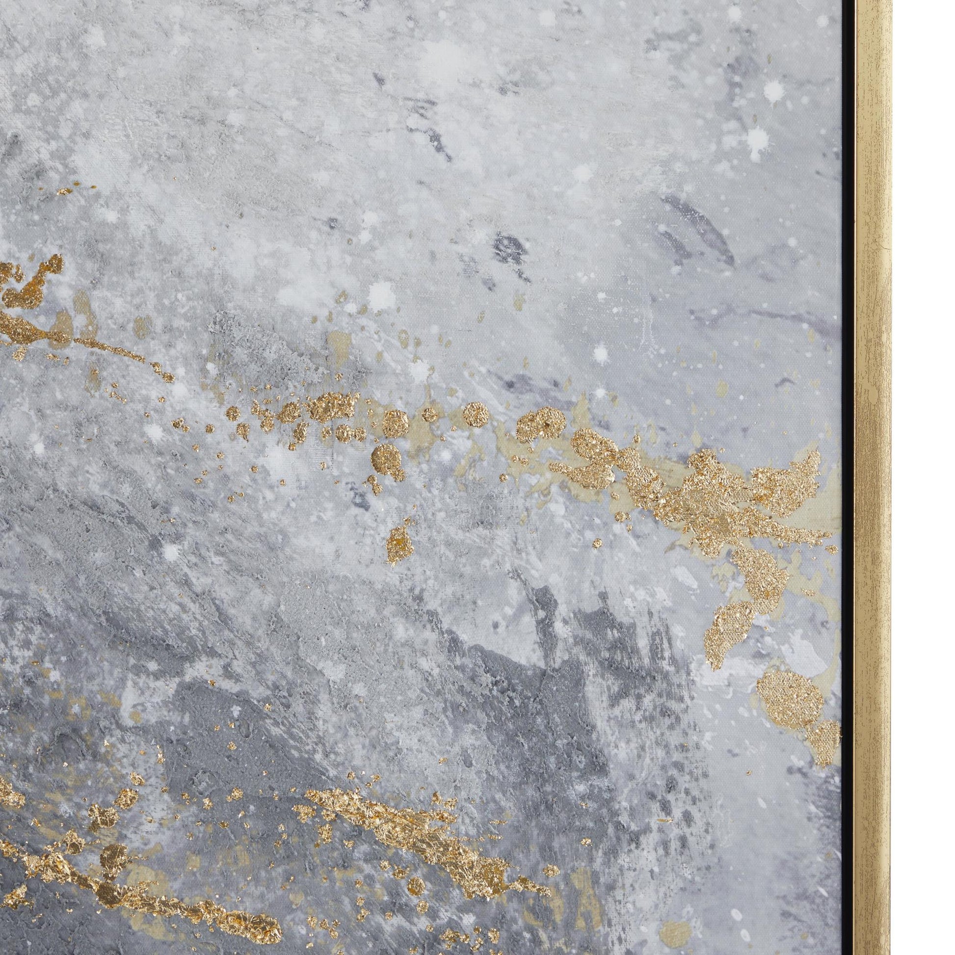 Geode Black Canvas Abstract Living Room Framed Wall Art with Gold Foil Accents