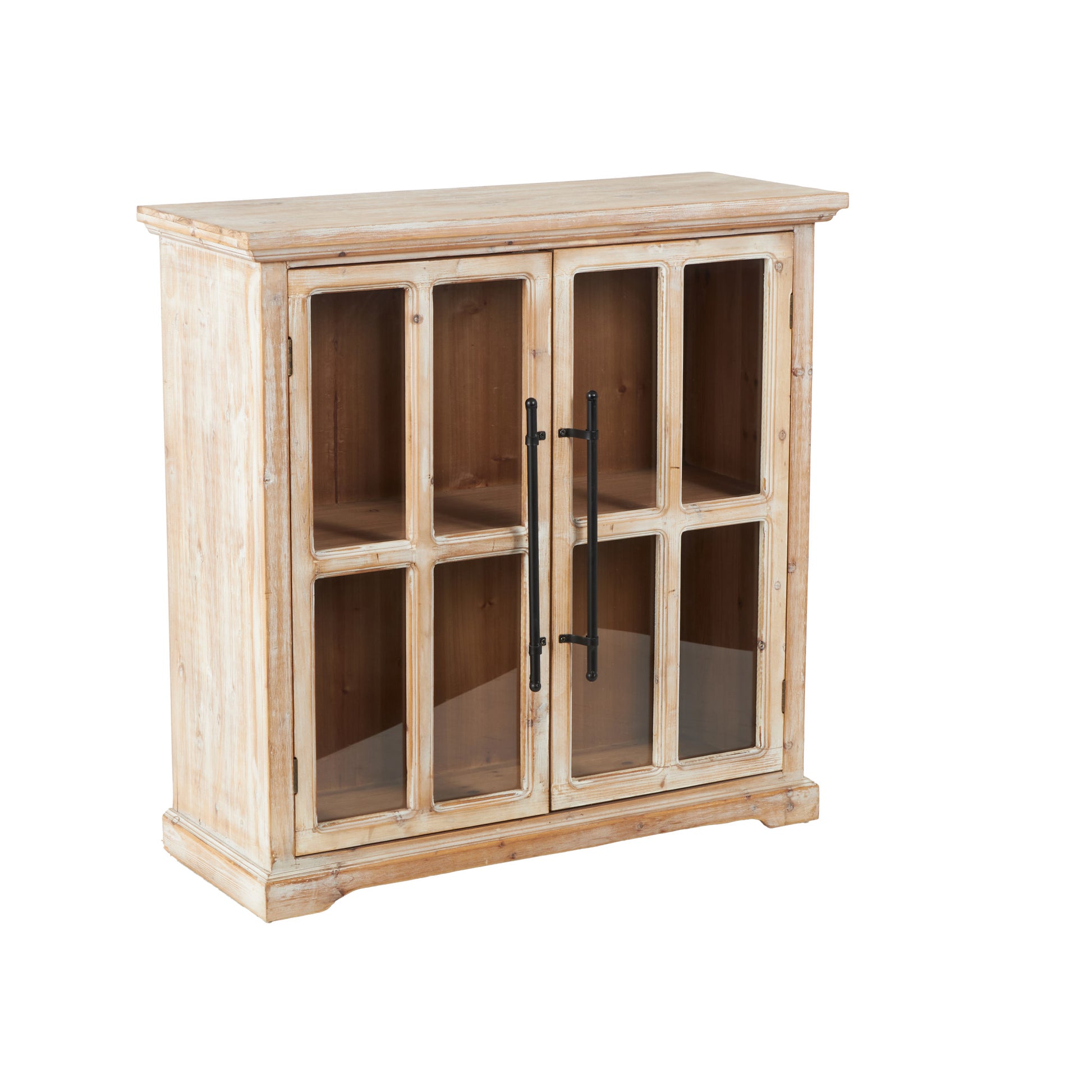 Brown Wood 2 Door Room Cabinet with Black Rod Handles