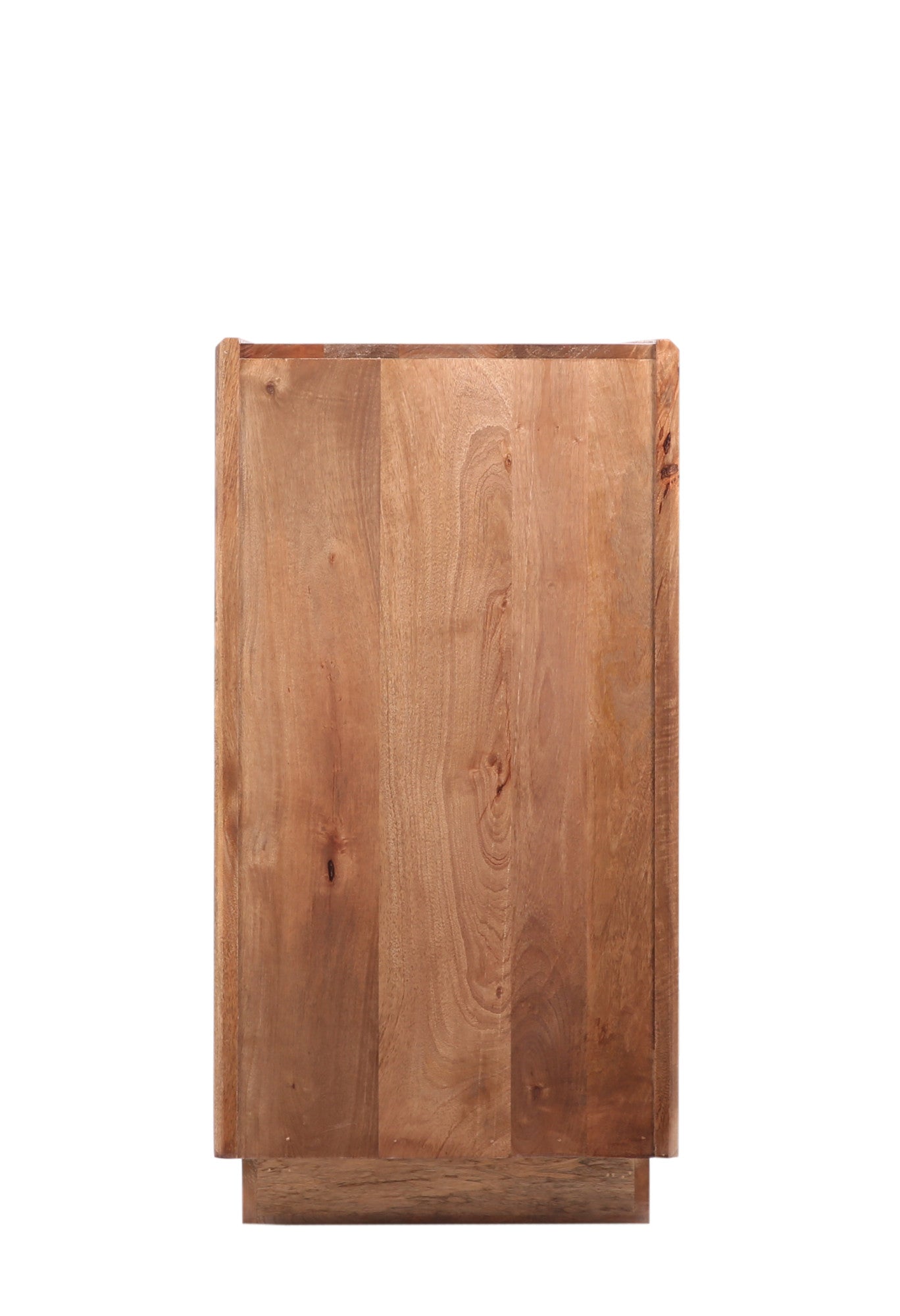 Brown Mango Wood Arched Glass Front 4 Door and 2 Shelf Media Credenza Sideboard with Extended Black Rod Handles