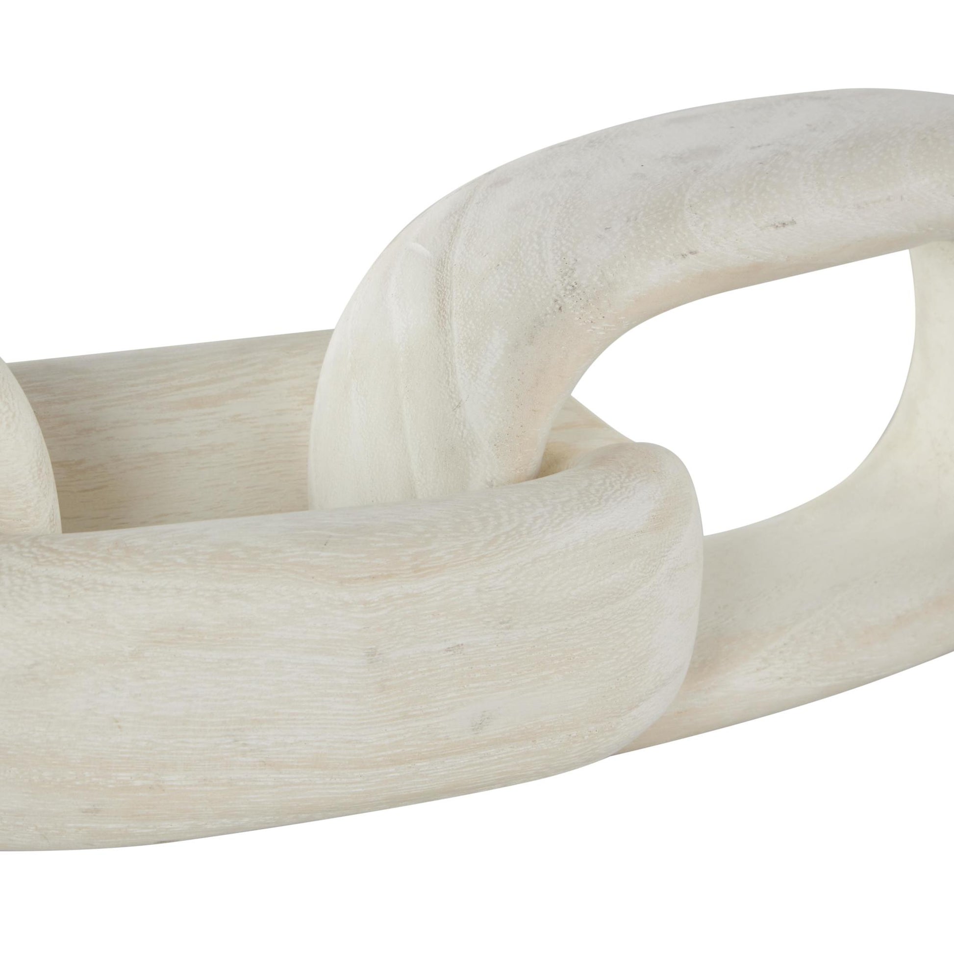 Chain Cream Wood 4 Link Decorative Sculpture with Natural Wood Grains