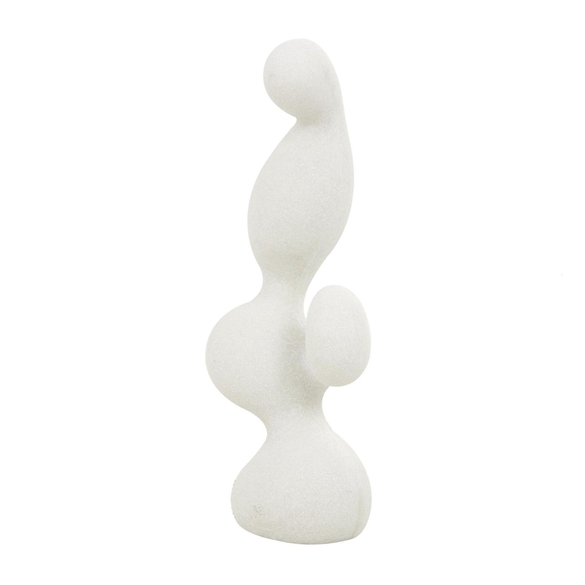 Abstract White Polystone Curved Shaped Decorative Sculpture with Speckled Texturing