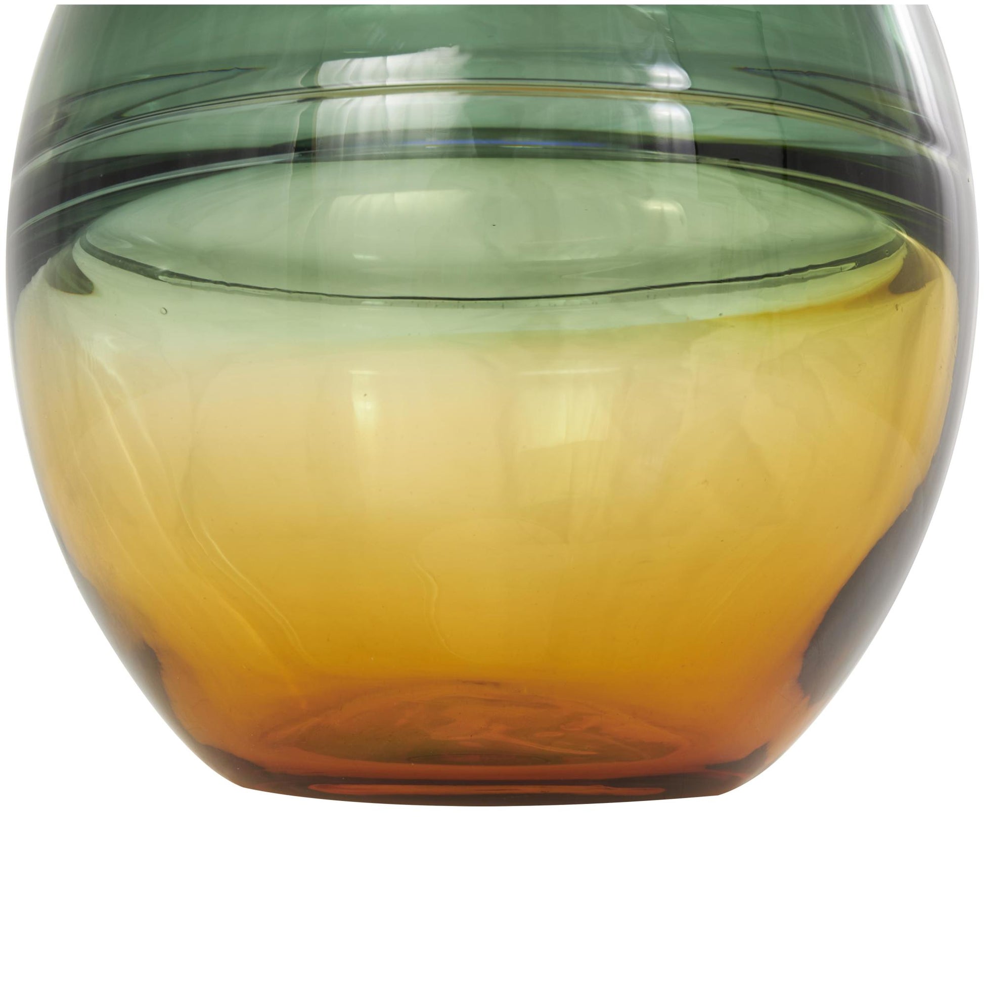 Green Glass Handmade Ombre Decorative Vase with Yellow Base
