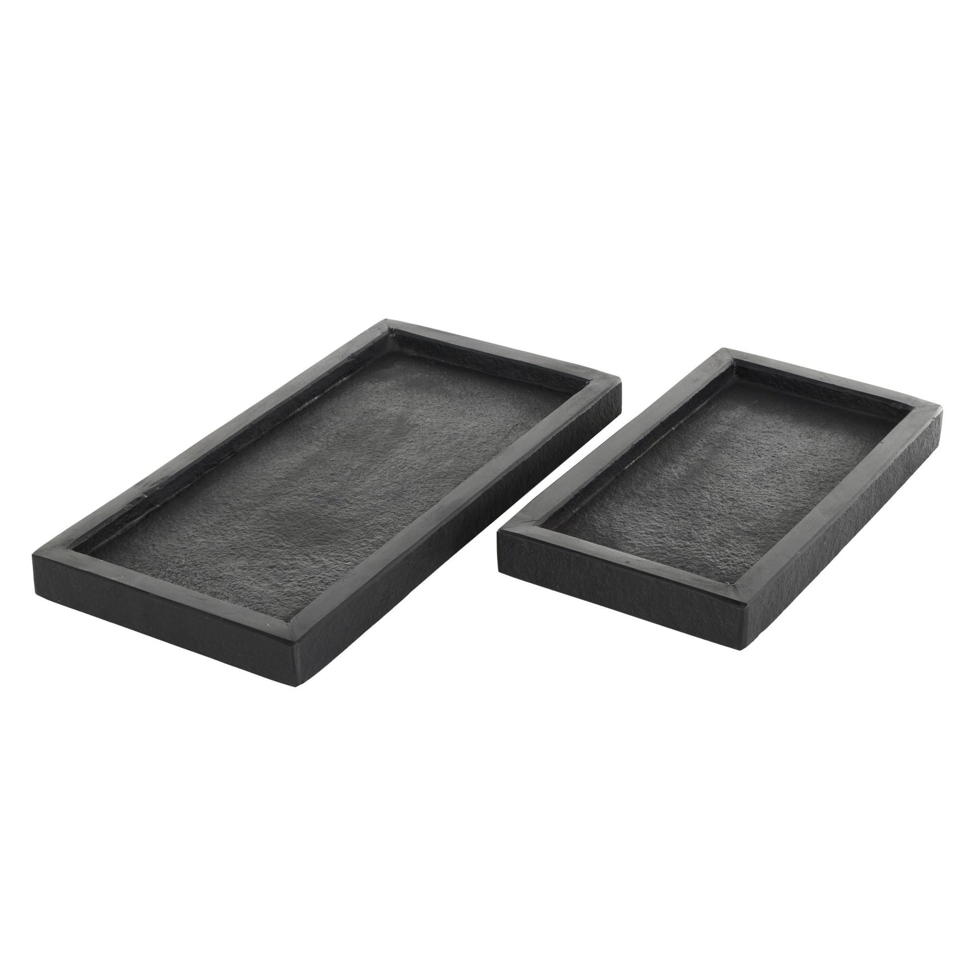 Set of 2 Marble Minimalistic Textured Square Living Room Decor Tray Set of 2 10", 8"W