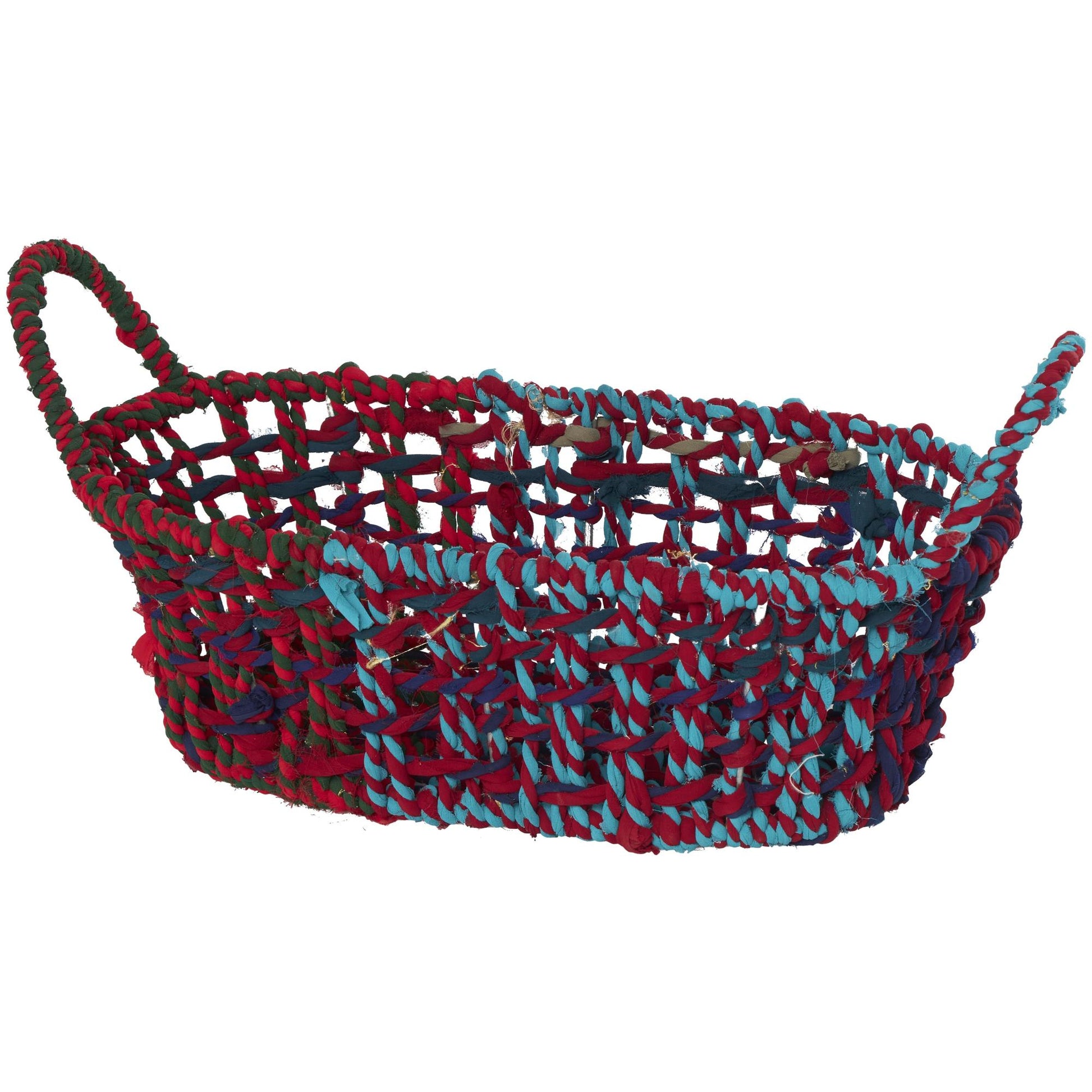 Set of 3 Cotton Fabric Handmade Decorative and Functional Storage Basket with Handles