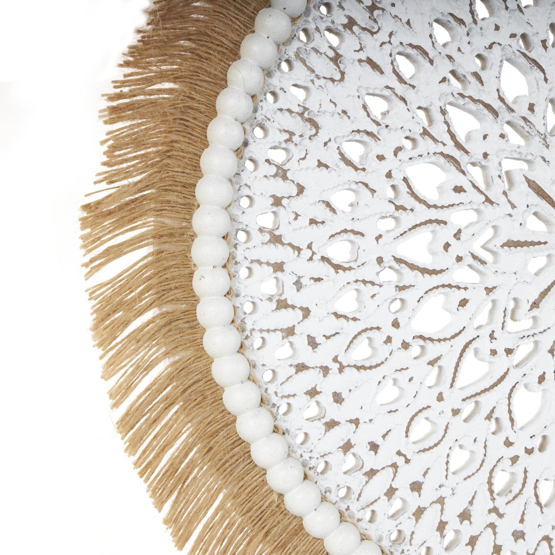 Tribal Wooden Handmade Seagrass Fringed Decorative Sculpture with Black Base
