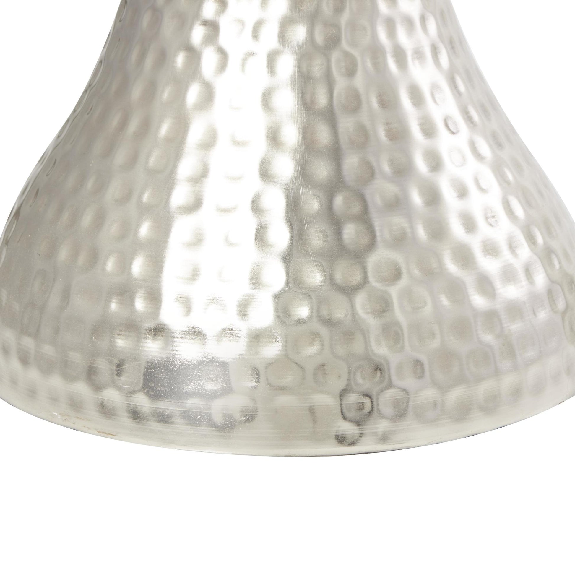 Metal Hammered Side End Accent Table with Hourglass Shape