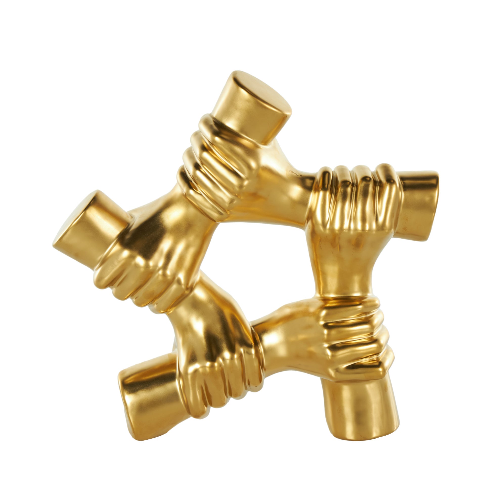 Hands Gold Ceramic Gripping Decorative Sculpture