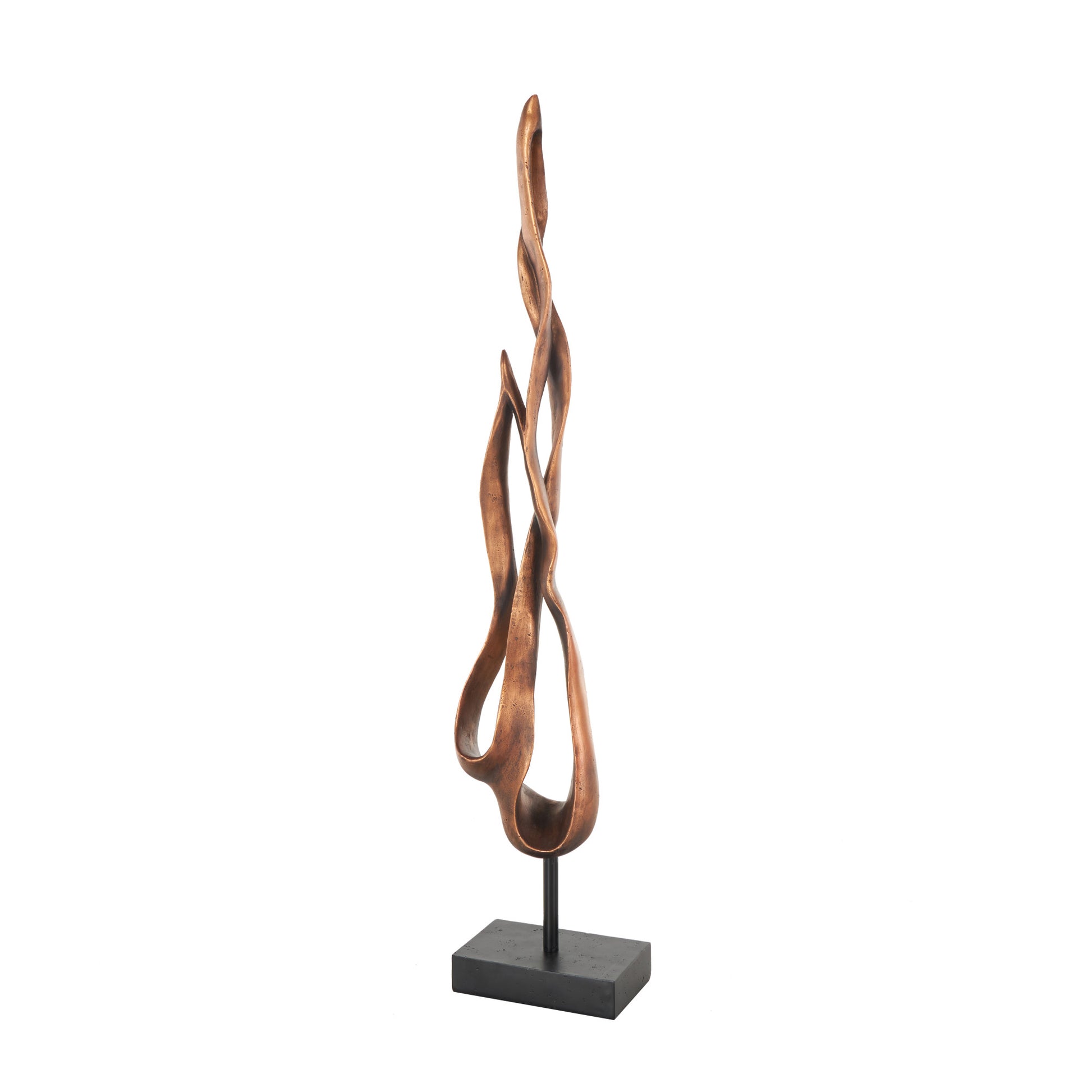 Abstract Bronze Polystone Abstract Decorative Sculpture with Rectangle Black Base