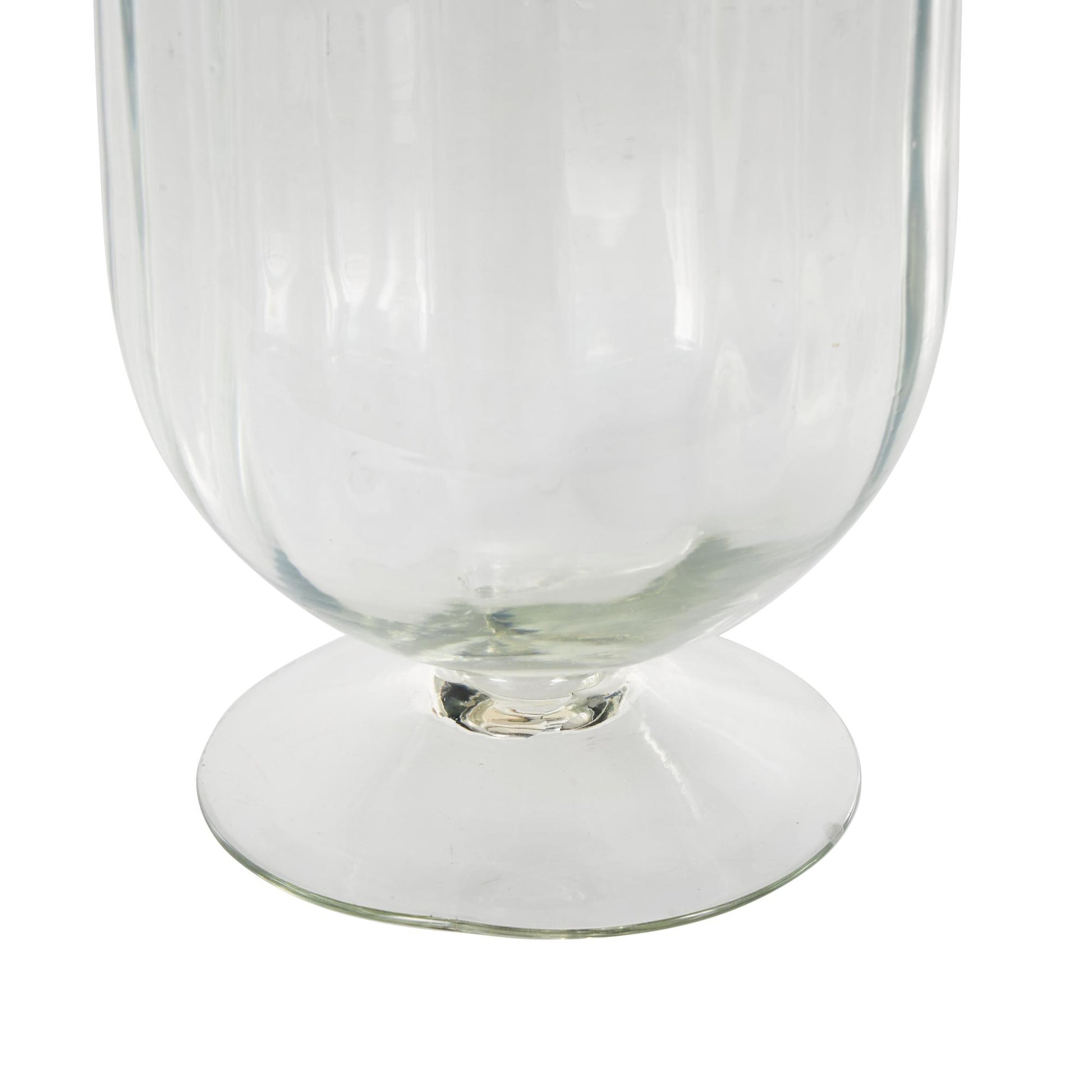 Glass Ribbed Fluted Decorative Candle Holder with Elevated Base 6" x 6" x 11"
