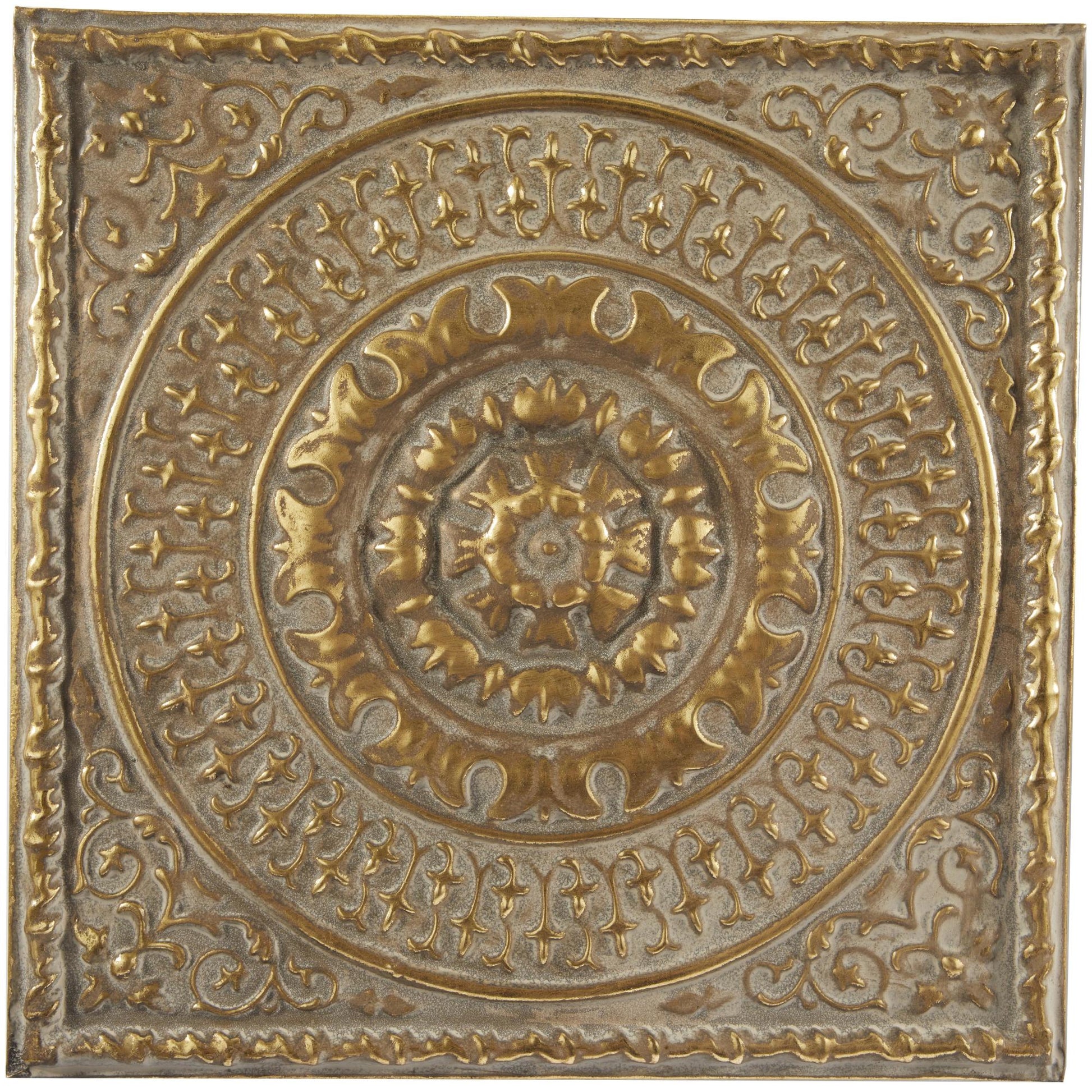 Set of 4 Scroll Gold Metal Home Wall Decor with Embossed Details