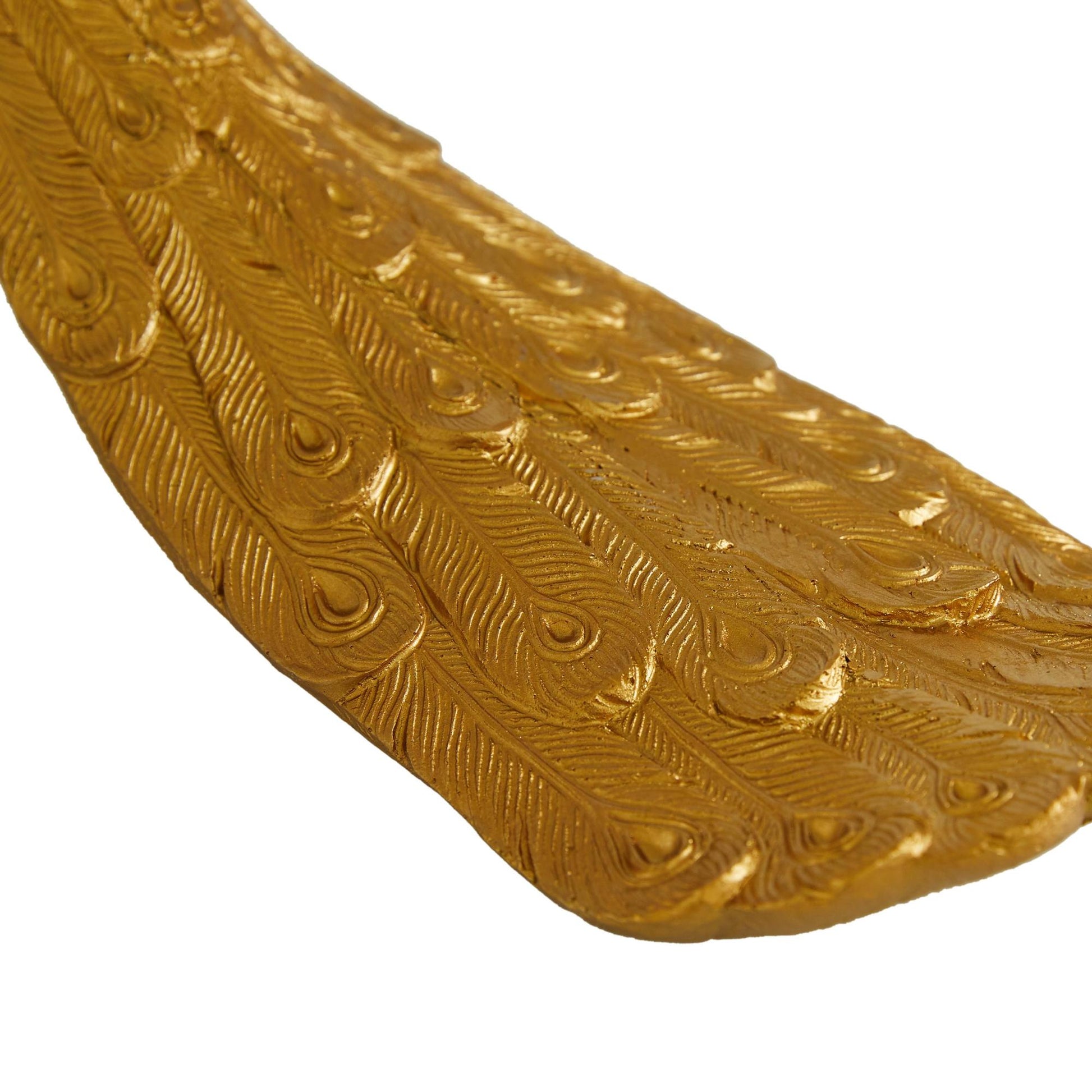 Set of 2 Peacock Gold Polyresin Decorative Sculpture