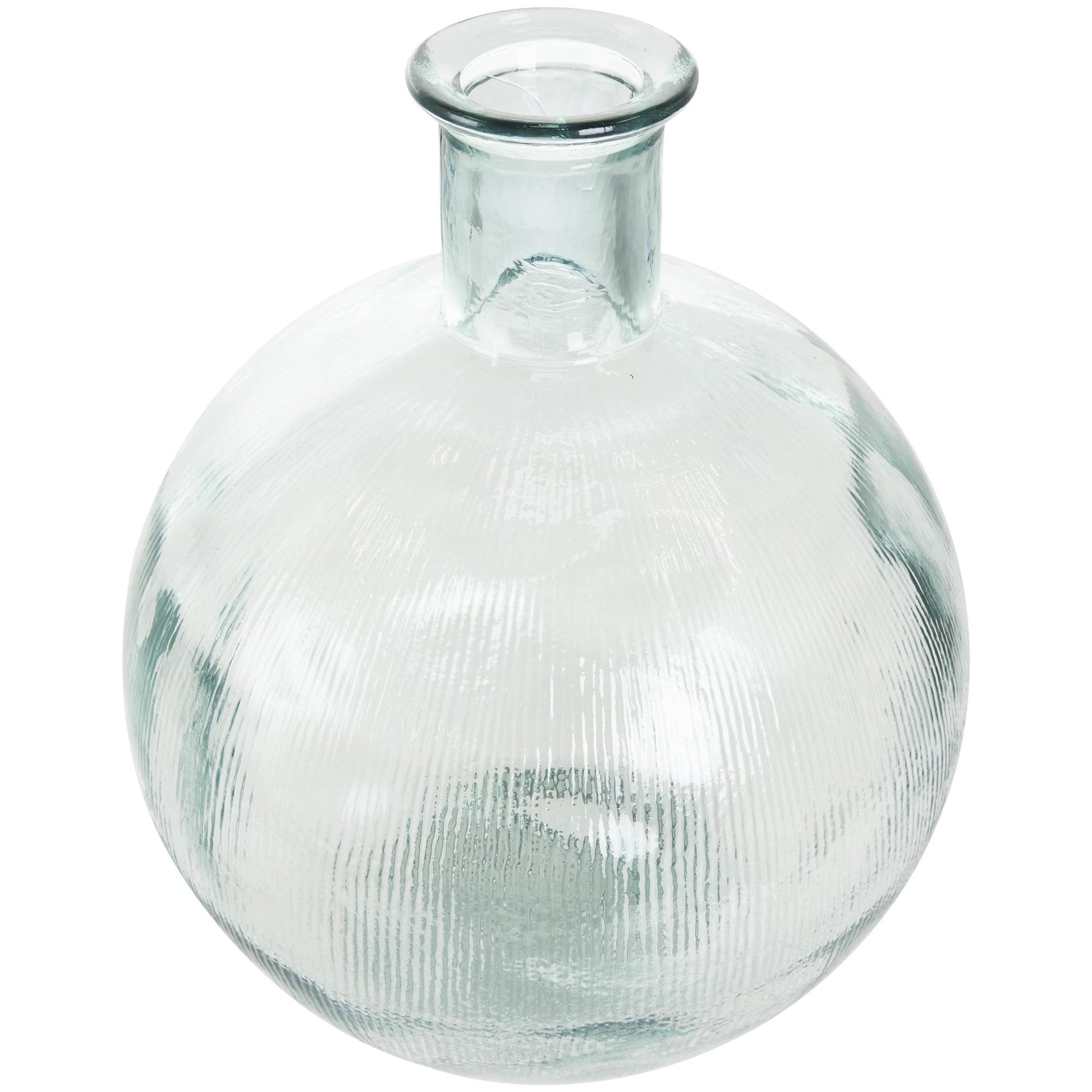 Recycled Glass Handmade Spanish Bottle Neck Ribbed Decorative Vase