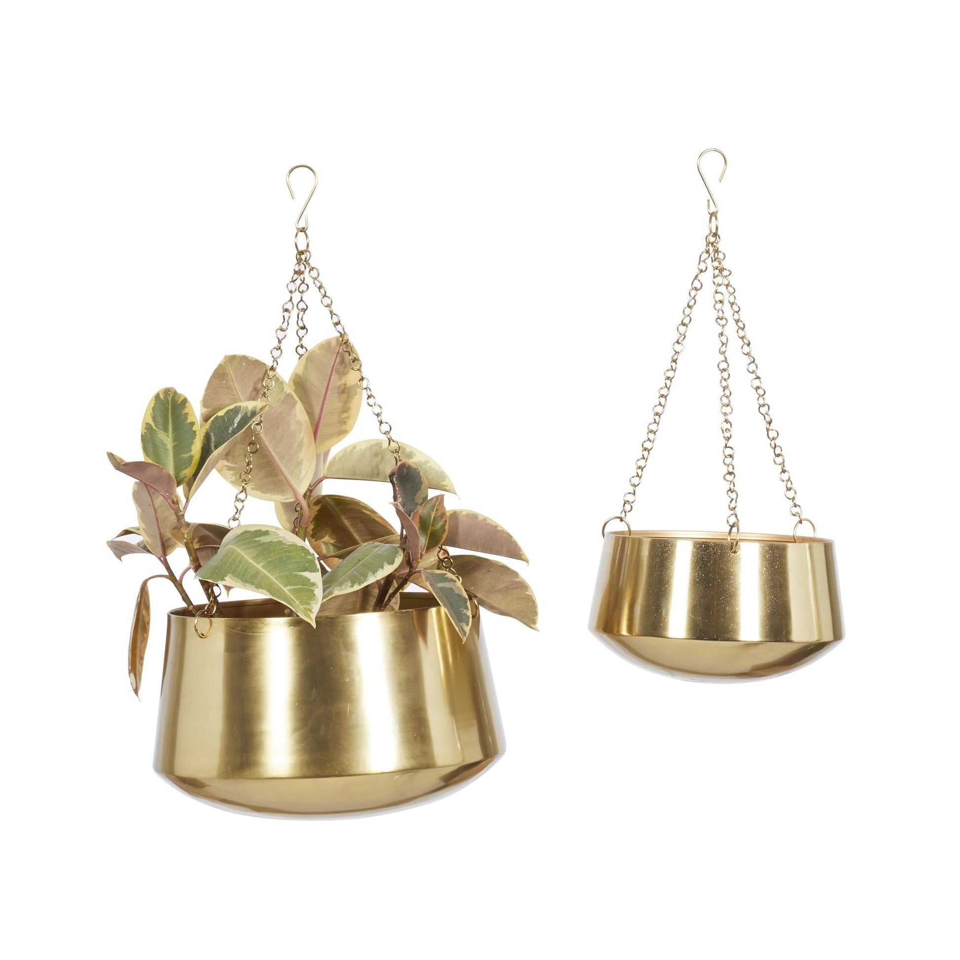 Set of 2 Metal Hanging Dome Indoor Outdoor Wall Planter with Chain