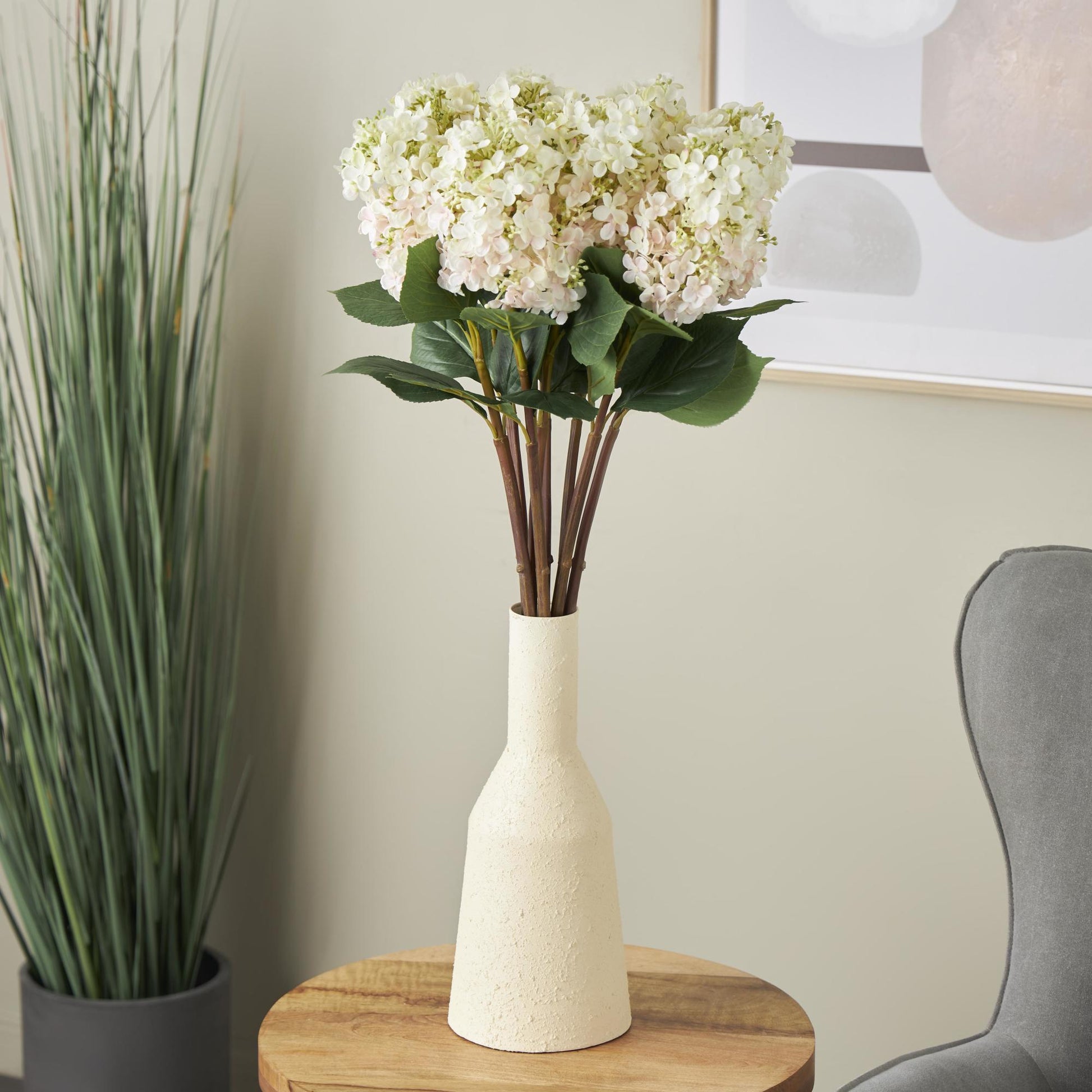 Set of 8 Hydrangea Faux Foliage Tall Indoor Outdoor Artificial Flower Stem
