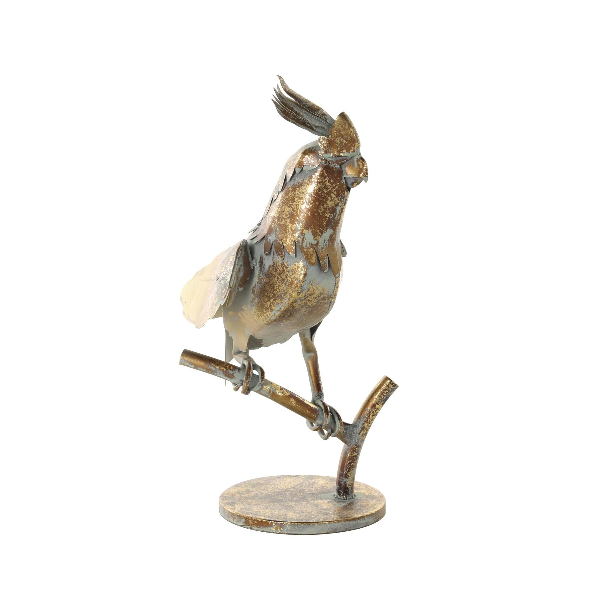 Parrot Bronze Metal Patina Decorative Garden Sculpture with Branch Base