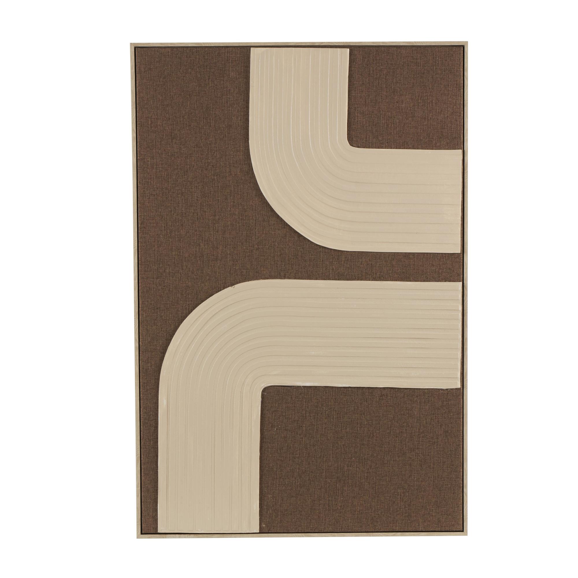 Abstract Brown Polyester Living Room Framed Wall Art with Tan Ribbed Arches