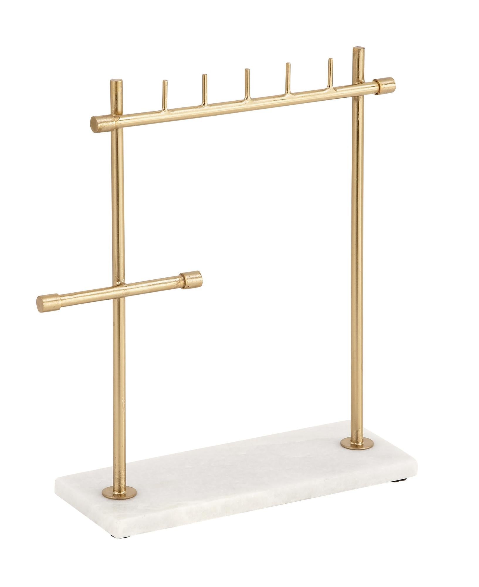 Gold Marble Display Jewelry Stand with Rectangular Base