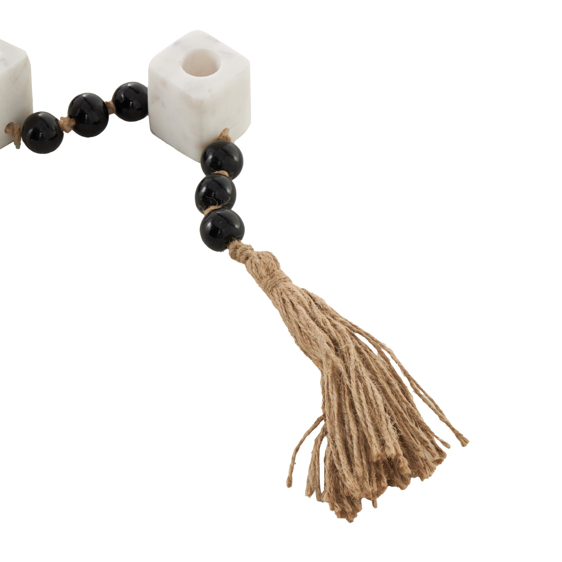 Wood Garland Decorative Candle Holder with Brown Tassel